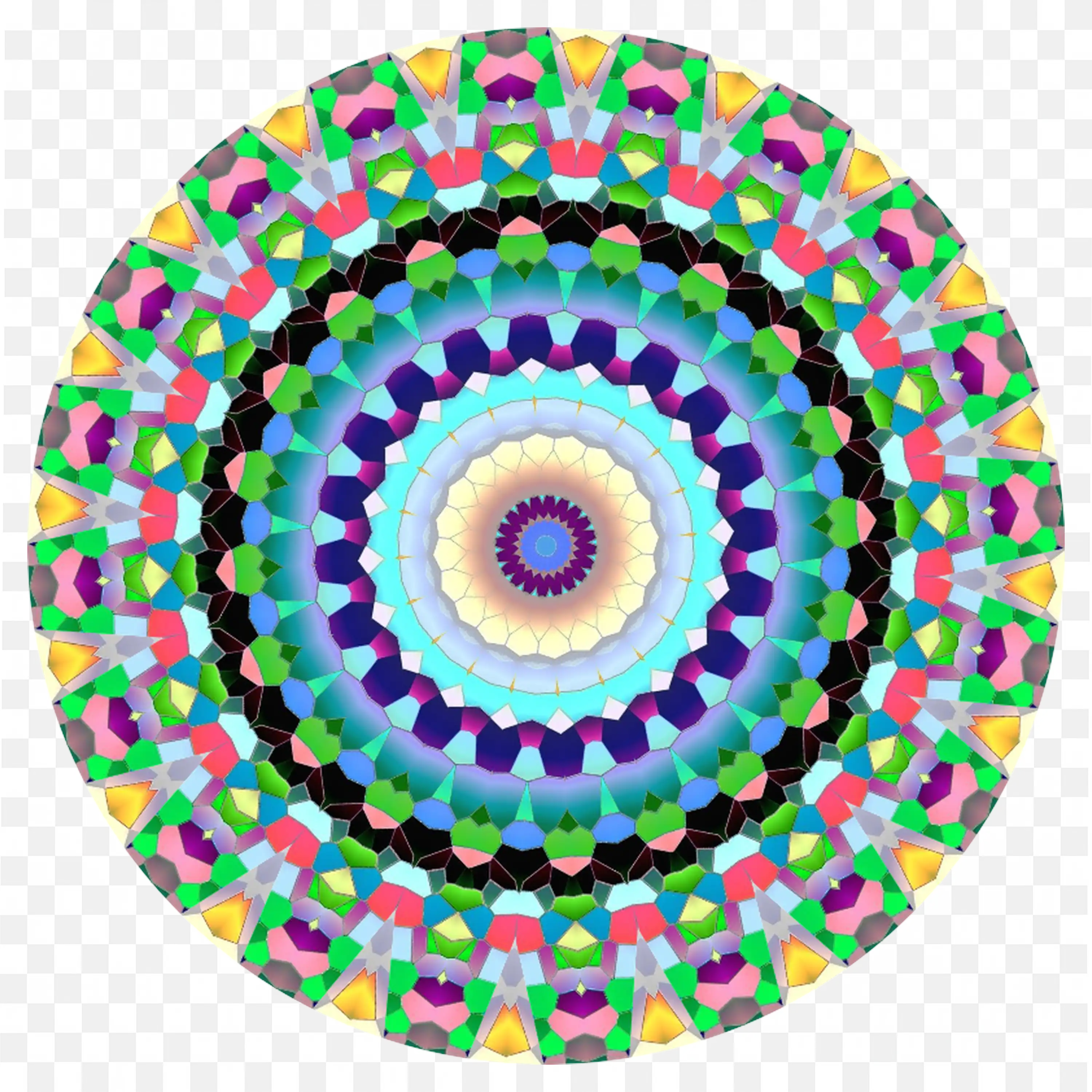 Bright Kaleidoscope Mandala Pattern with Vibrant Colours PNG