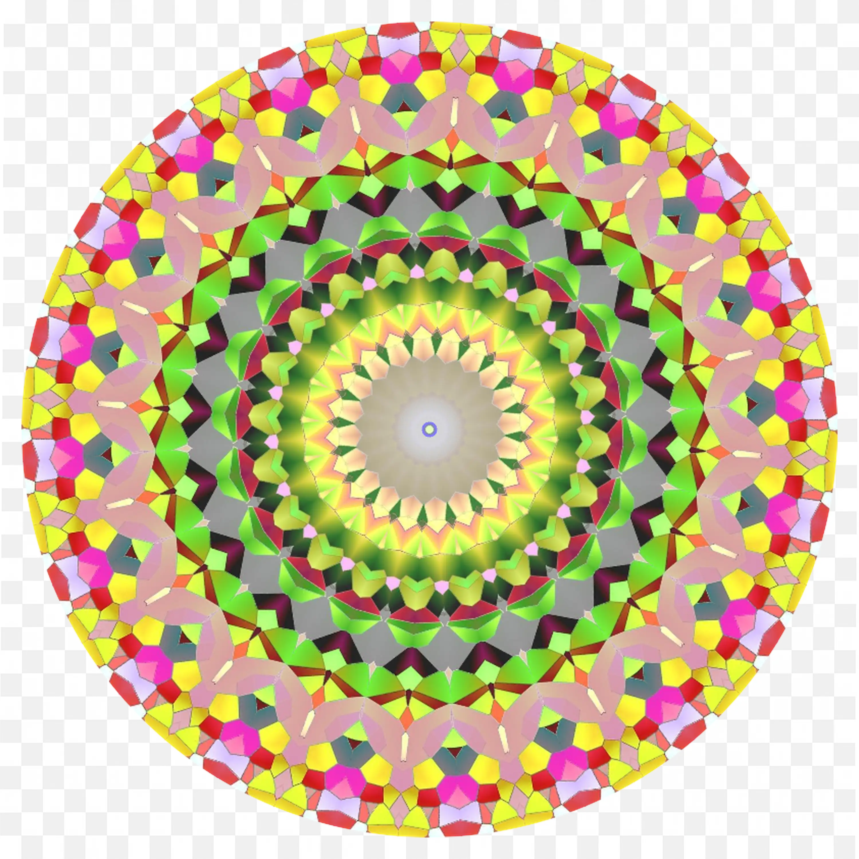 Bright Mandala Design with Pink Green and Yellow Tones