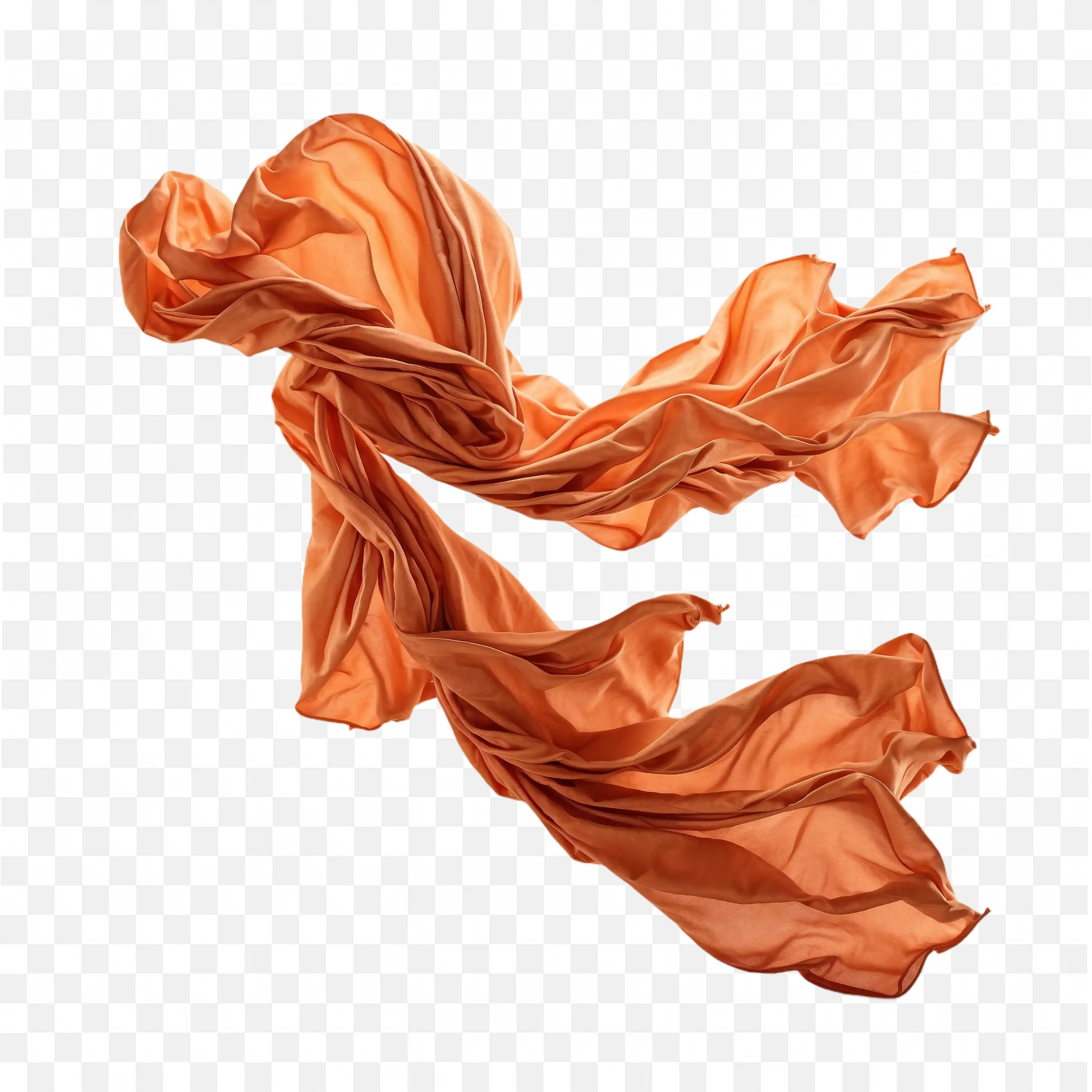 Bright Orange Silky Fabric Waving in the Air Free PNG
