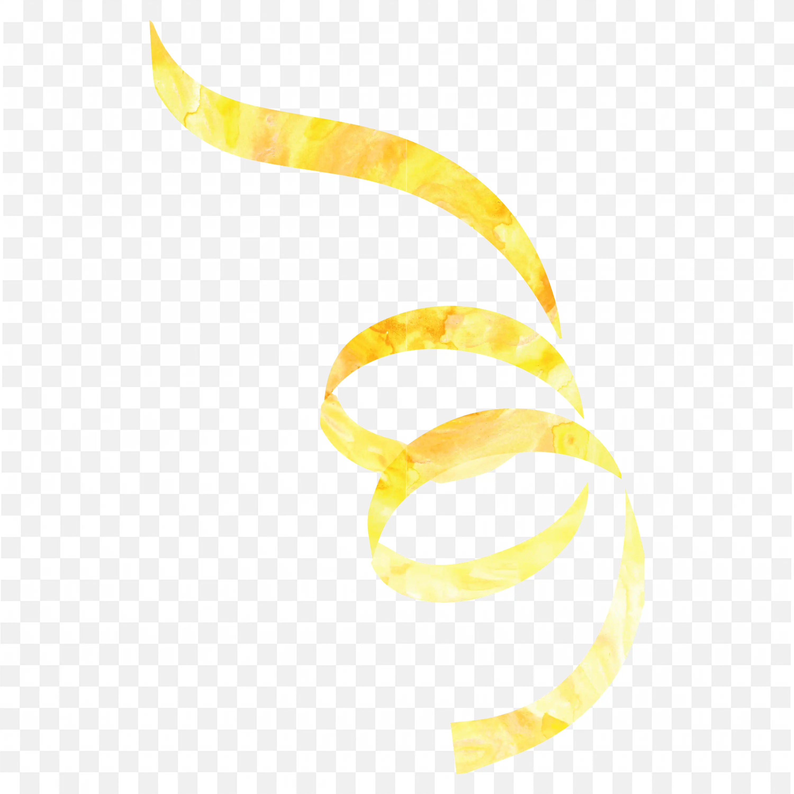 Bright Yellow Ribbon Twisting on a White Backdrop PNG