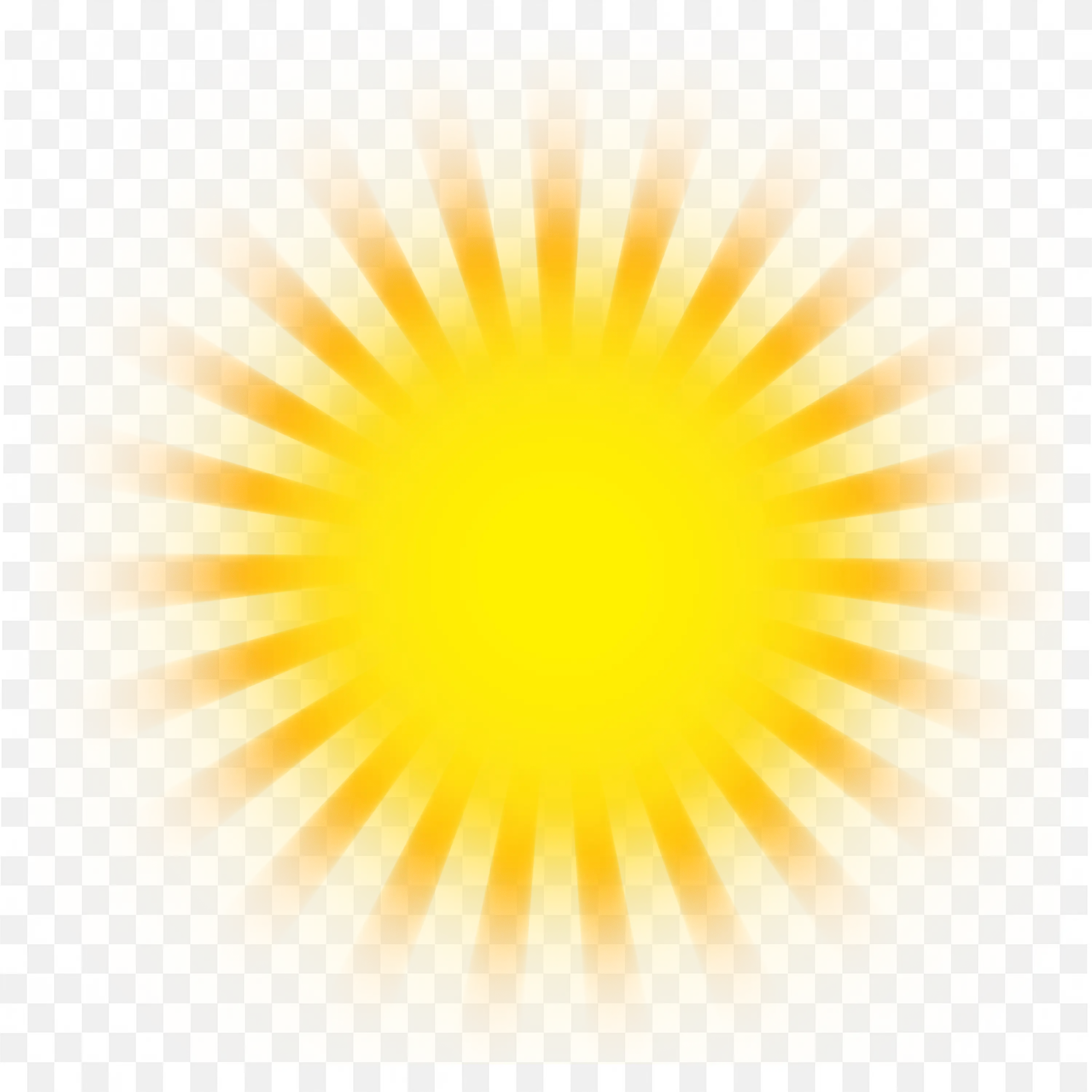 Bright Yellow Sunburst with Glowing Rays Free PNG Image
