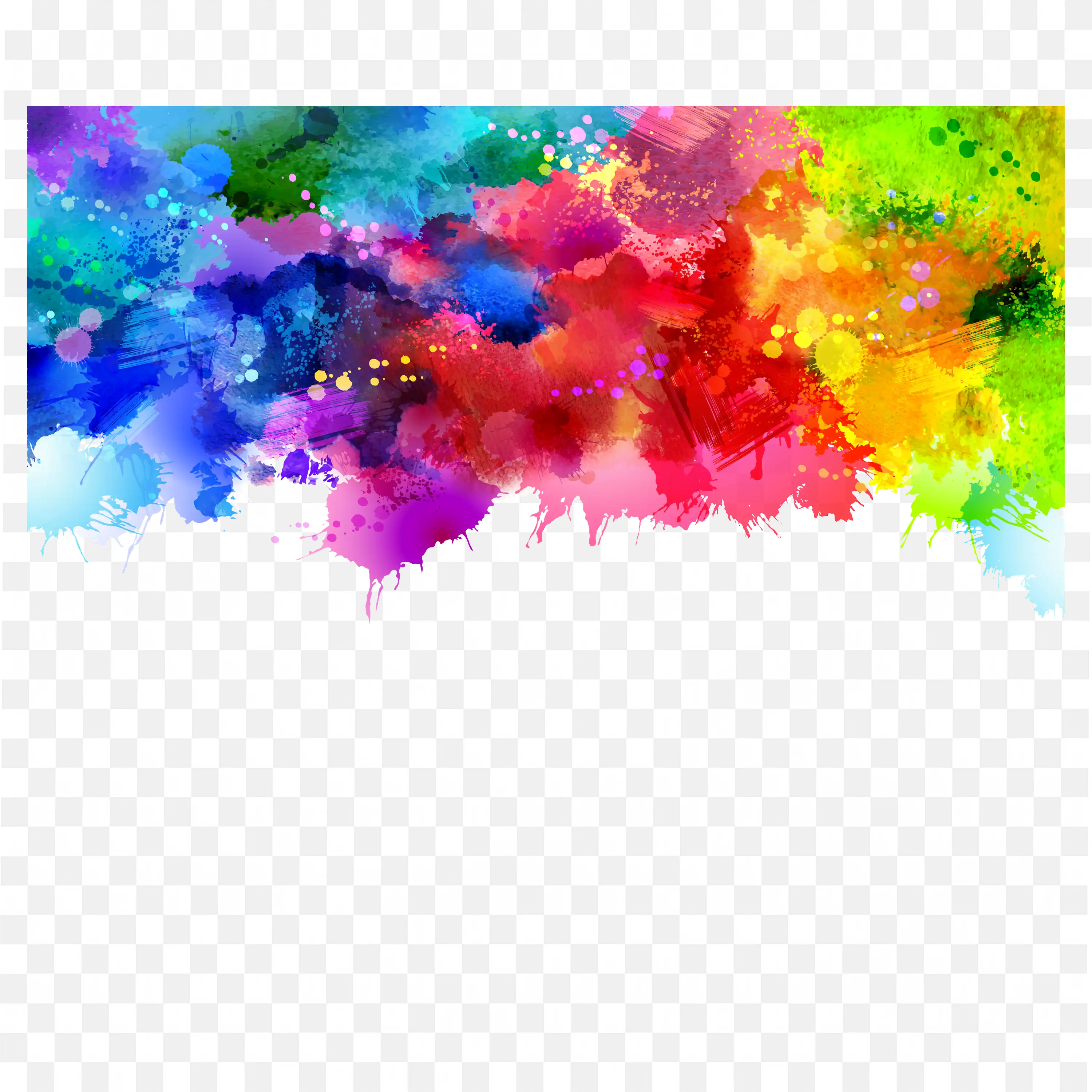 Bright Artistic Design of Rainbow Watercolour Splash PNG