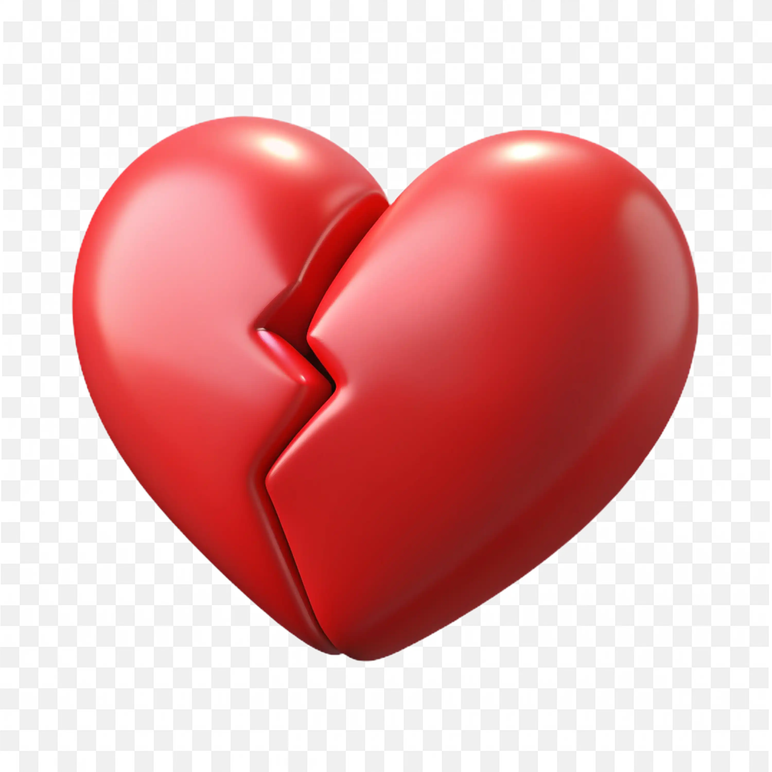 Broken Red Heart with Crack in the Center Free PNG Download