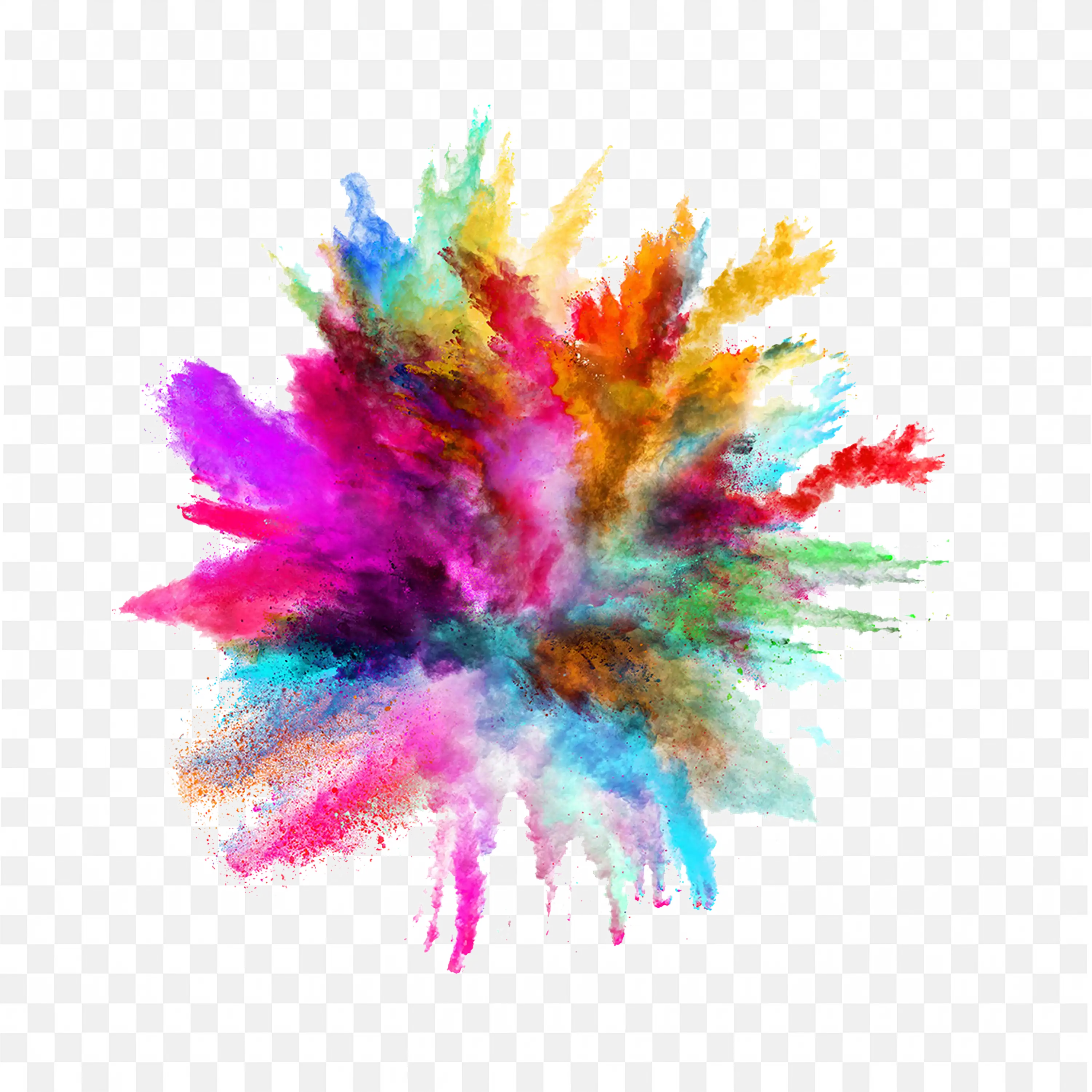 Burst of Colourful Powder Explosion on White Background