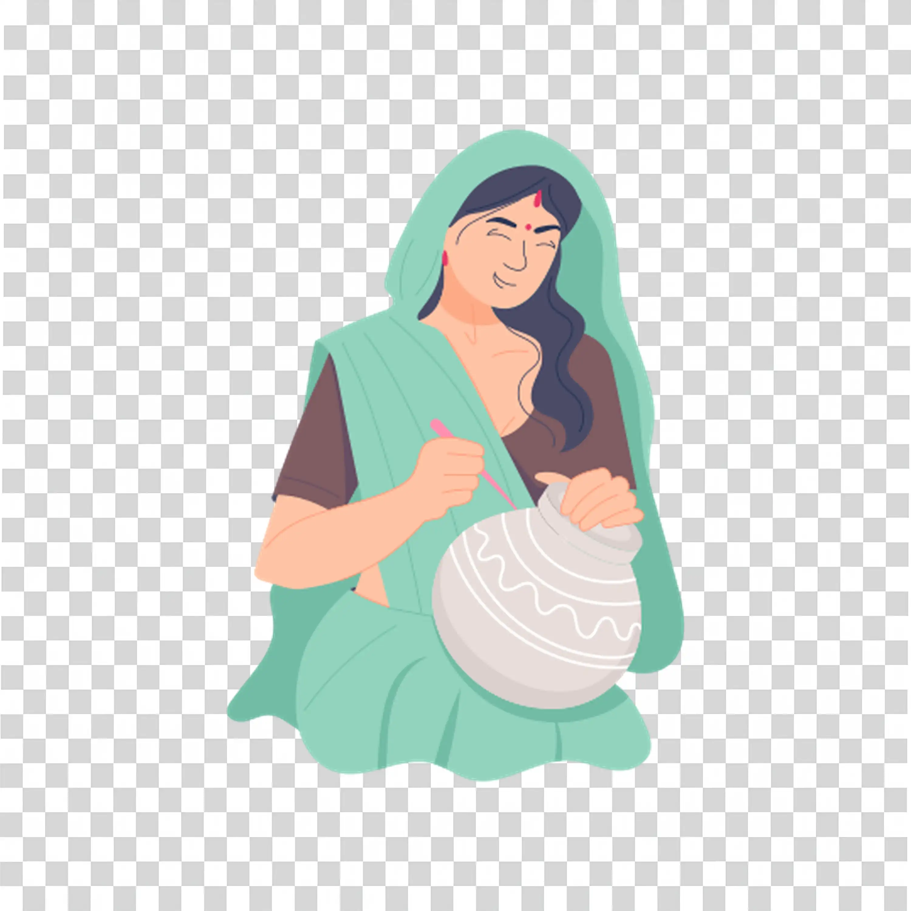 Calm woman meditating with hands on knees PNG image