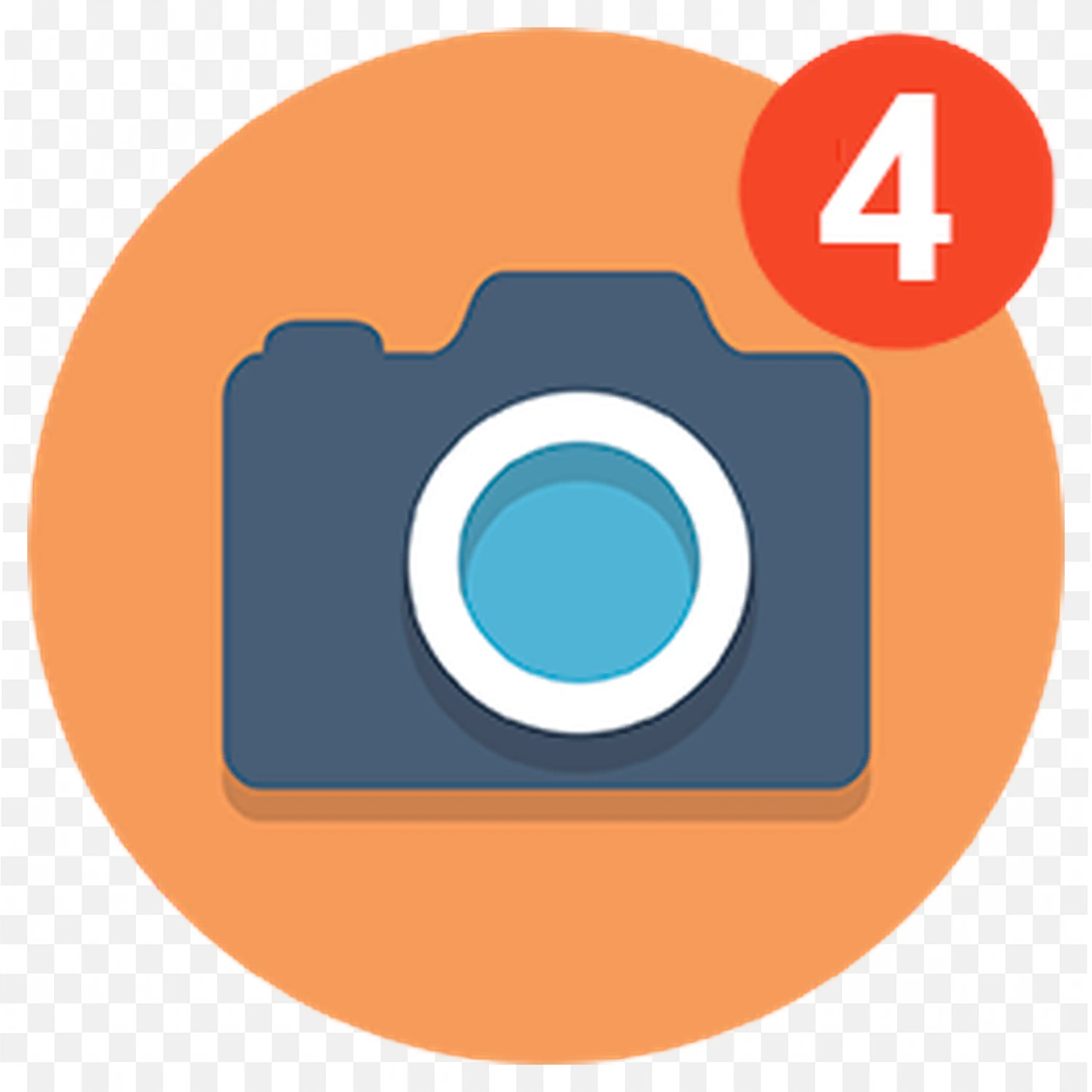 Camera Icon with Four Notifications Free PNG Image Download