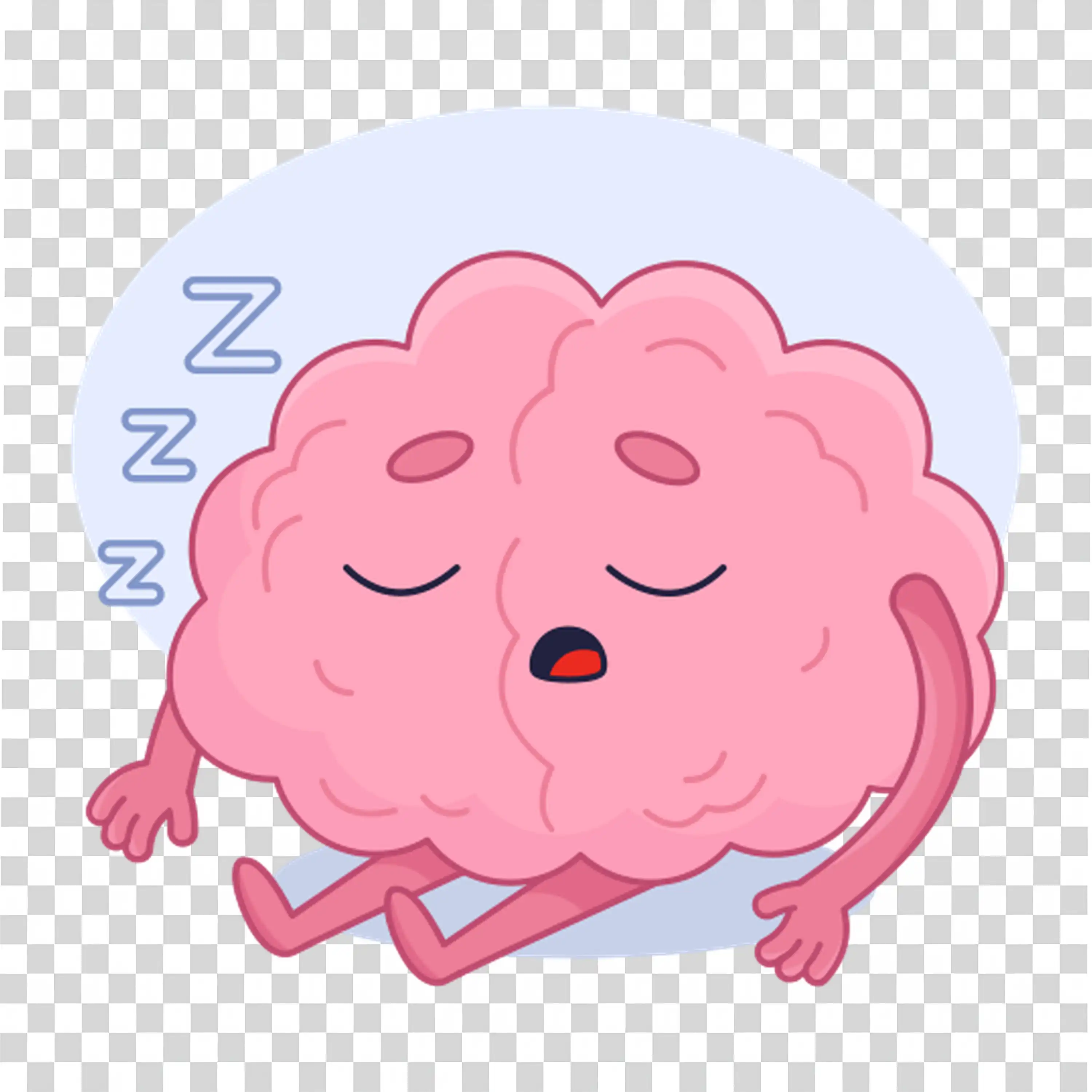 Cartoon Brain Sleeping Soundly with Calm Expression