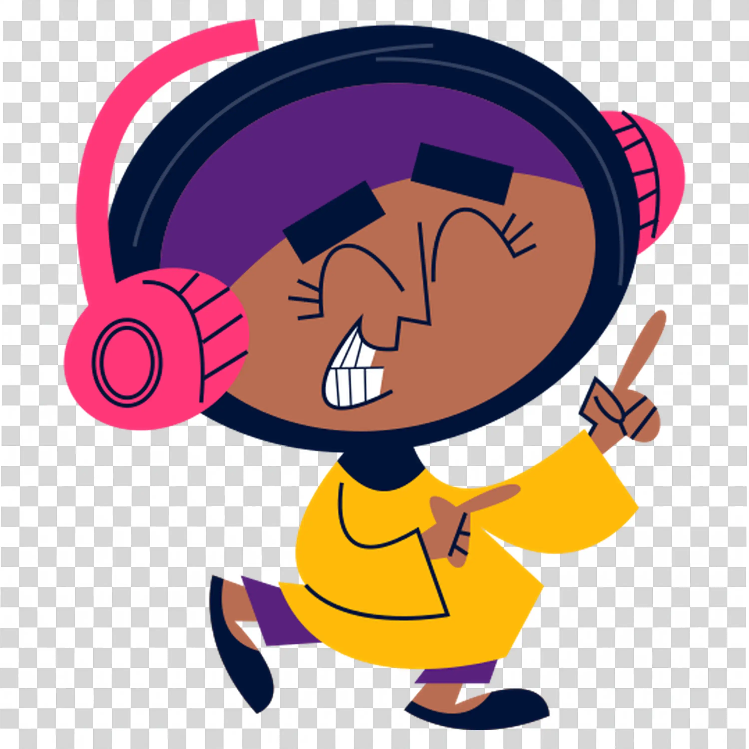 Cartoon character with a hat and glasses having fun