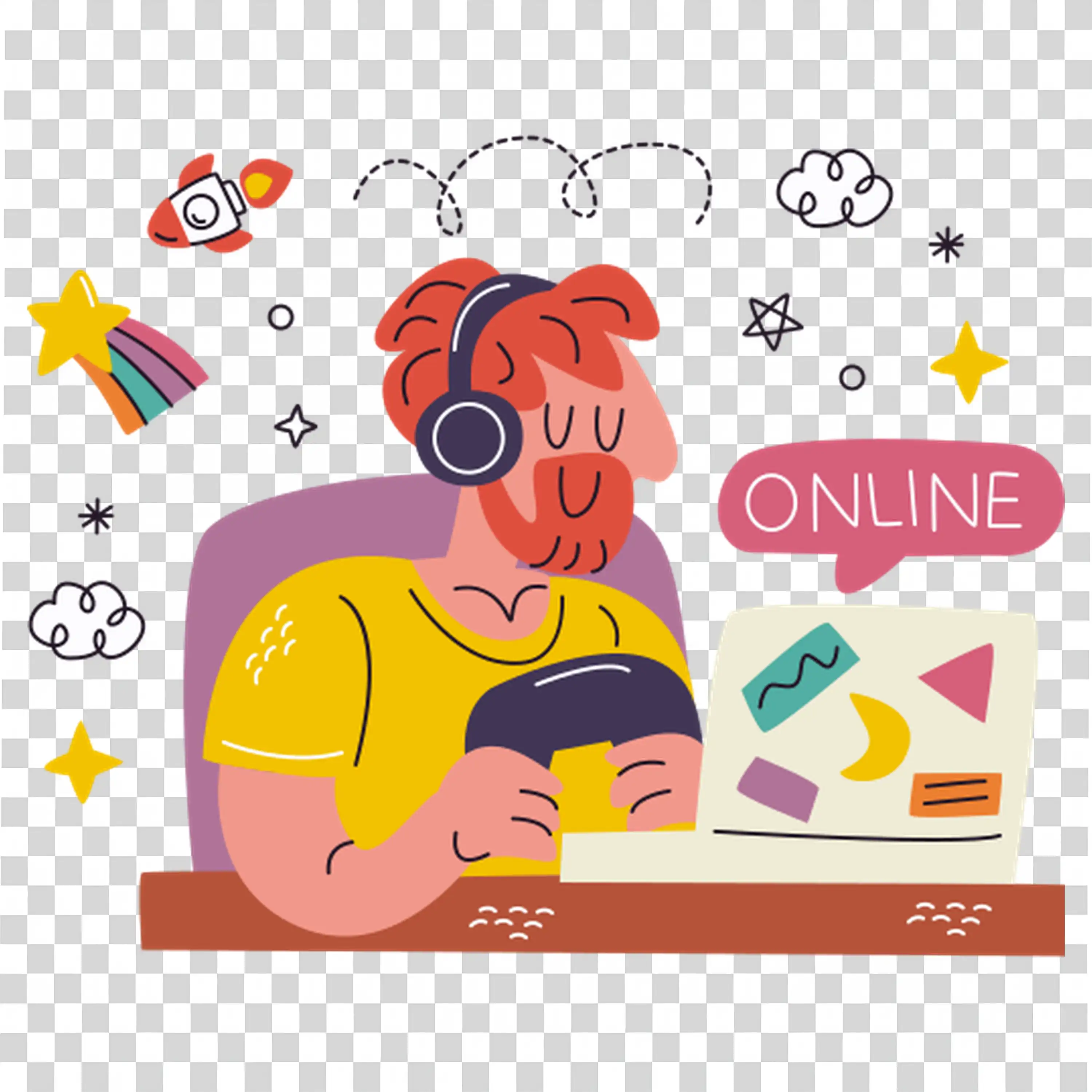 Cartoon characters in a fun interaction involving modern tech