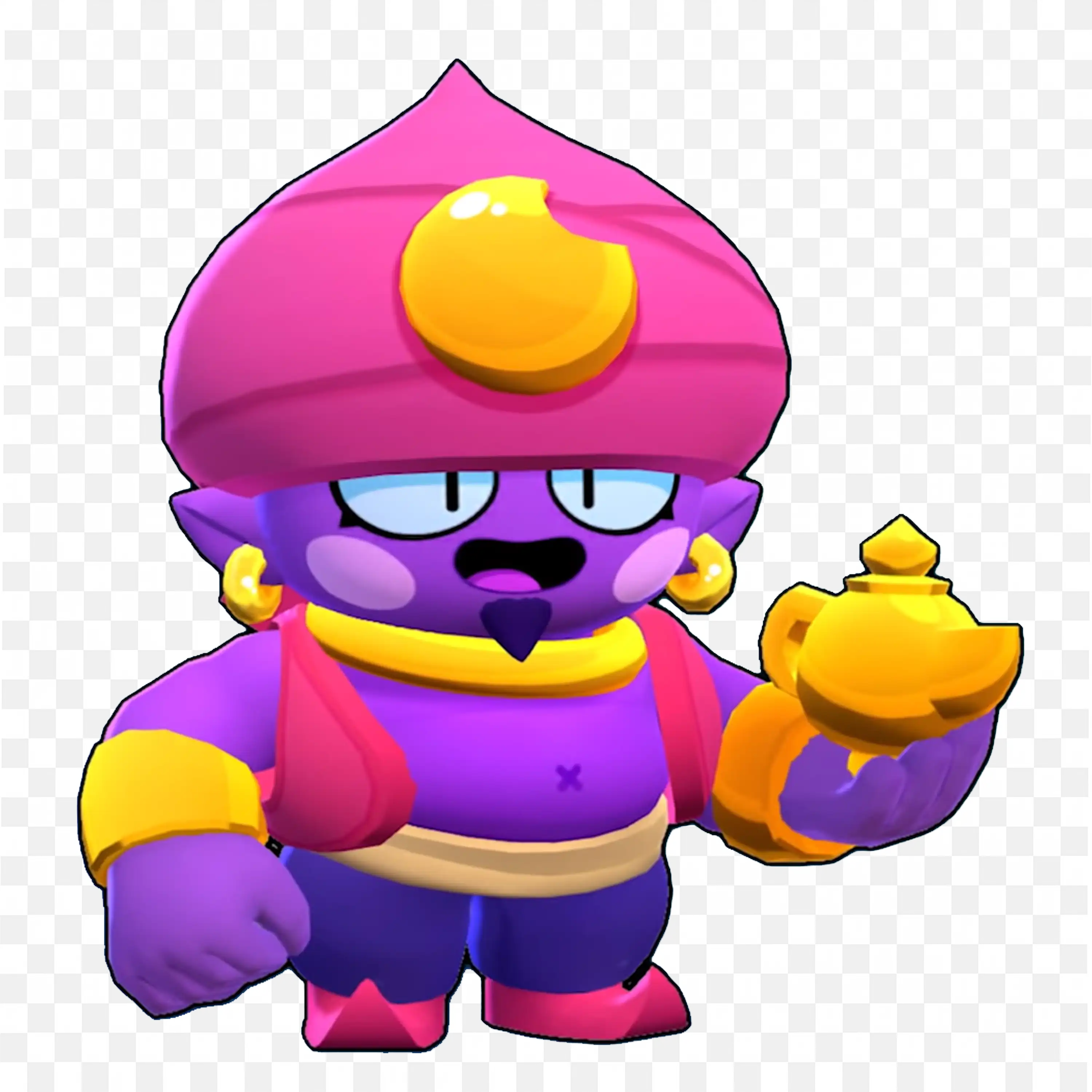 Cartoon Genie Character Holding Golden Lamp Free PNG Image