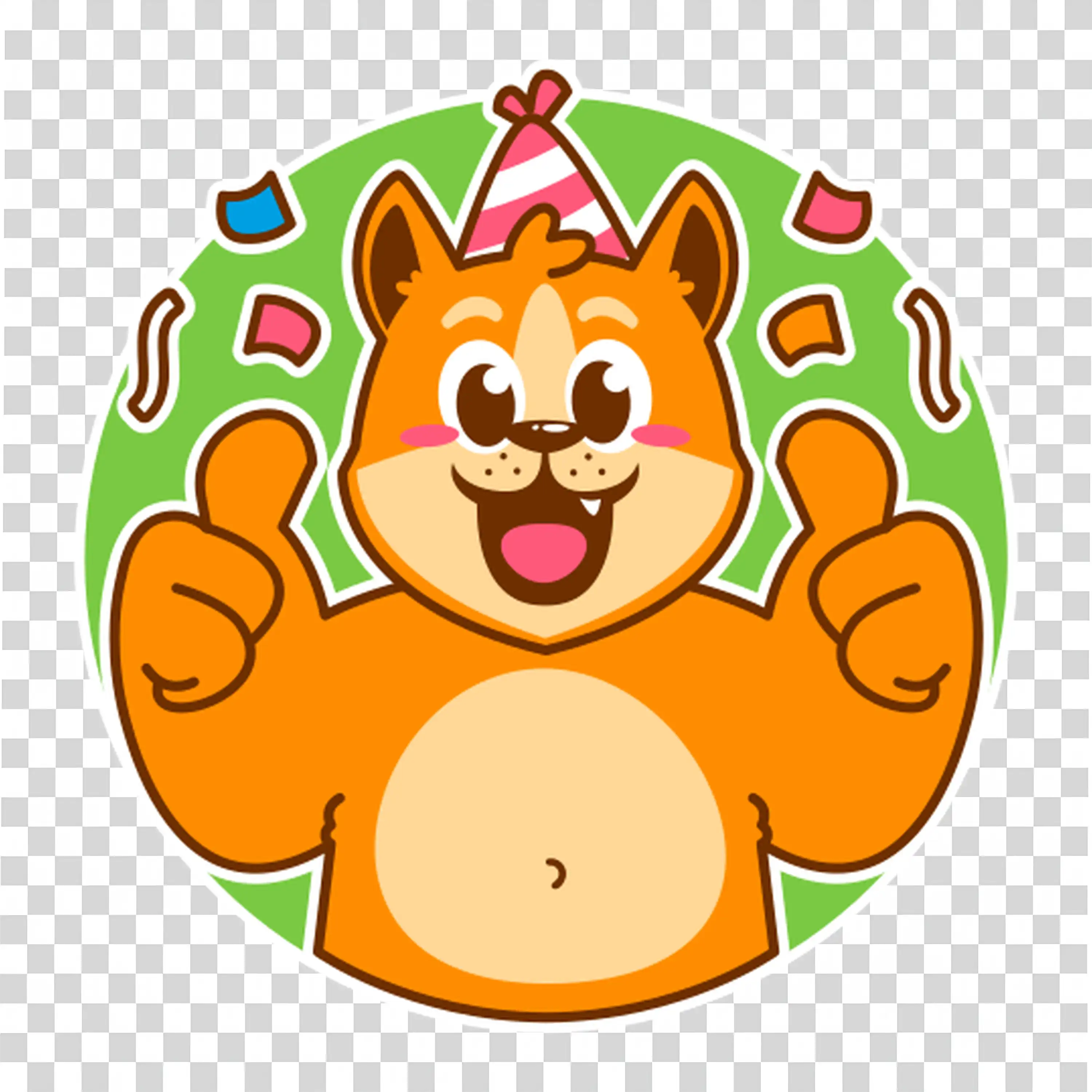 Cartoon Tiger Character Sitting Happily with Paws Up