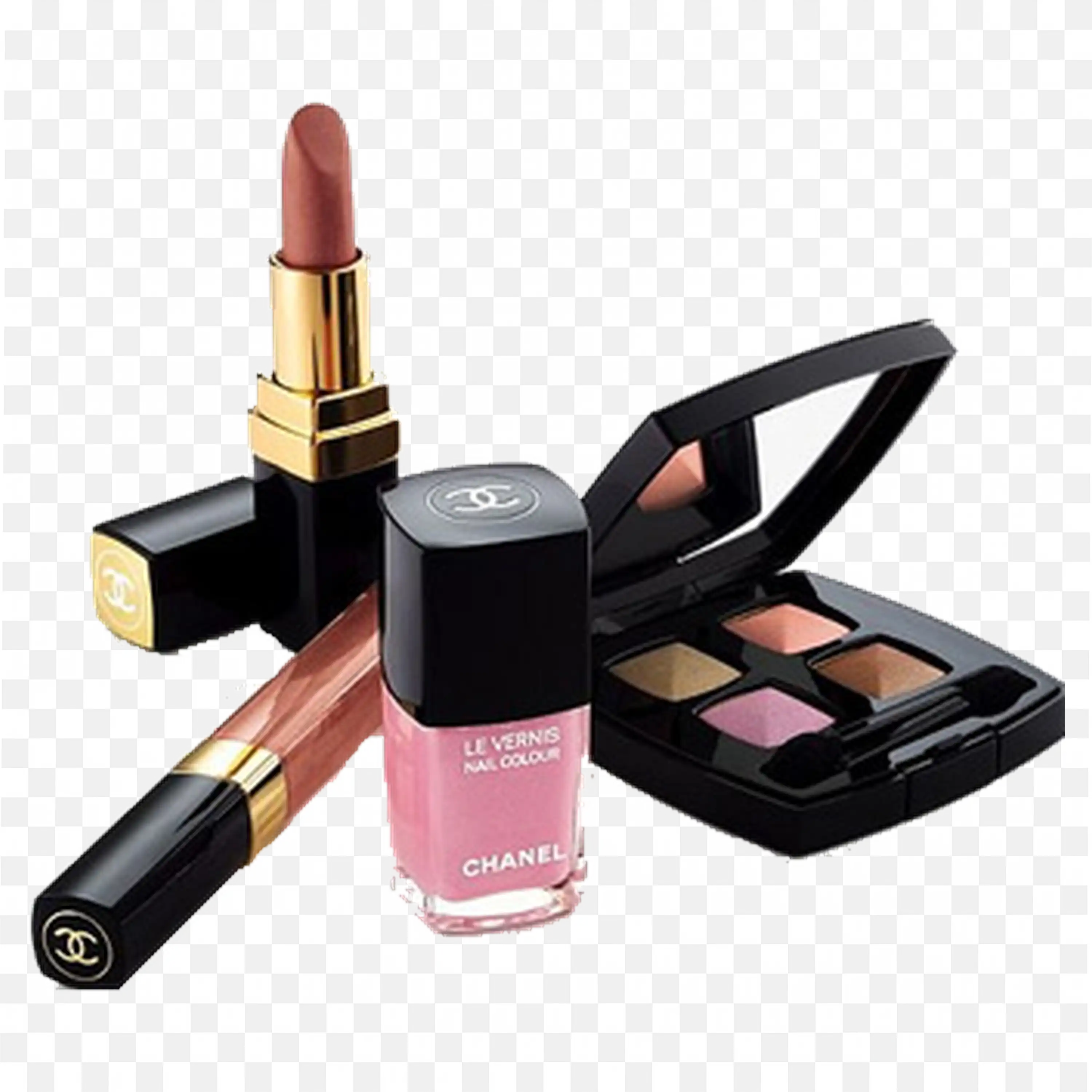 Chanel Makeup Products Lipstick and Eyeshadow Set PNG Image