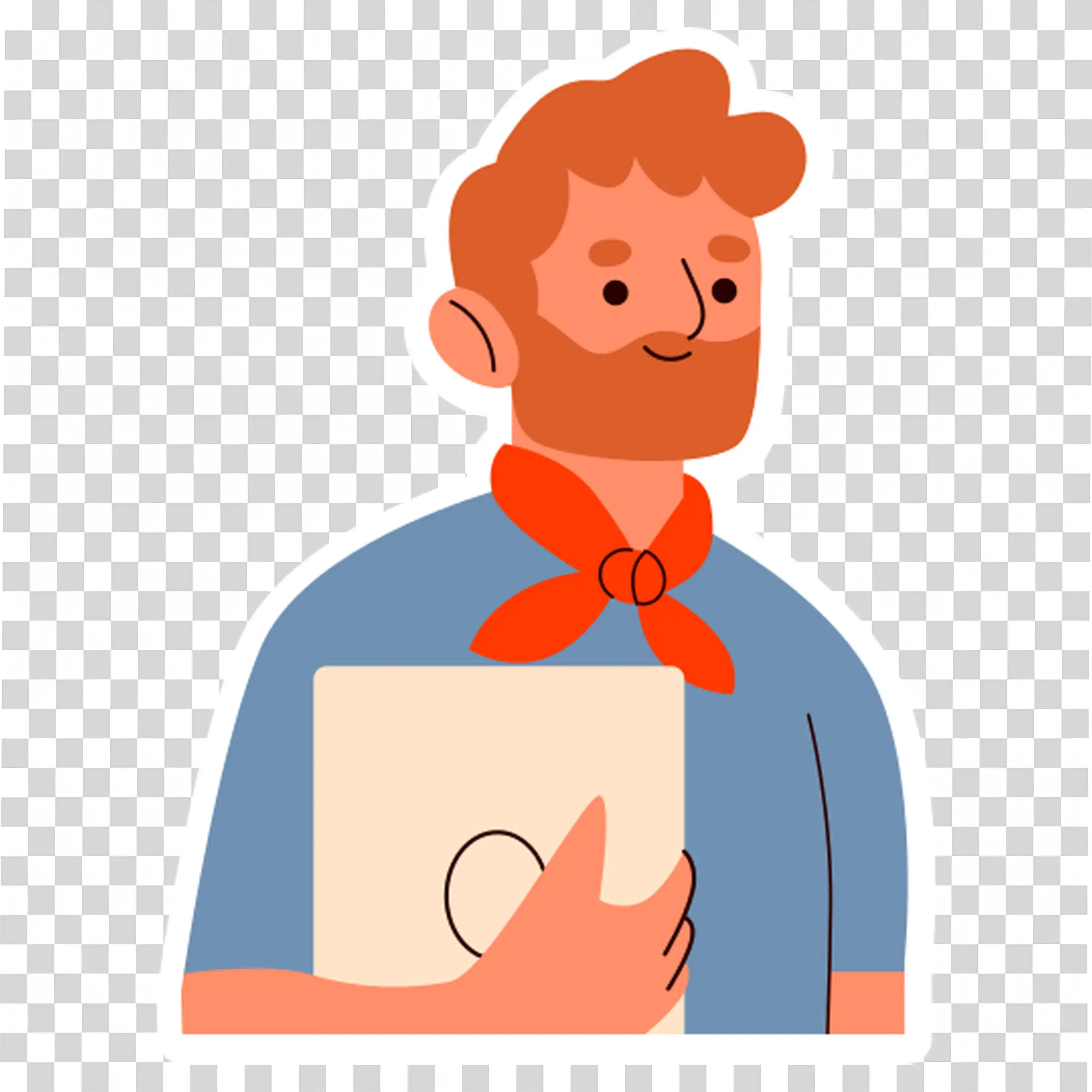 Character with Red Scarf Giving Positive and Confidence