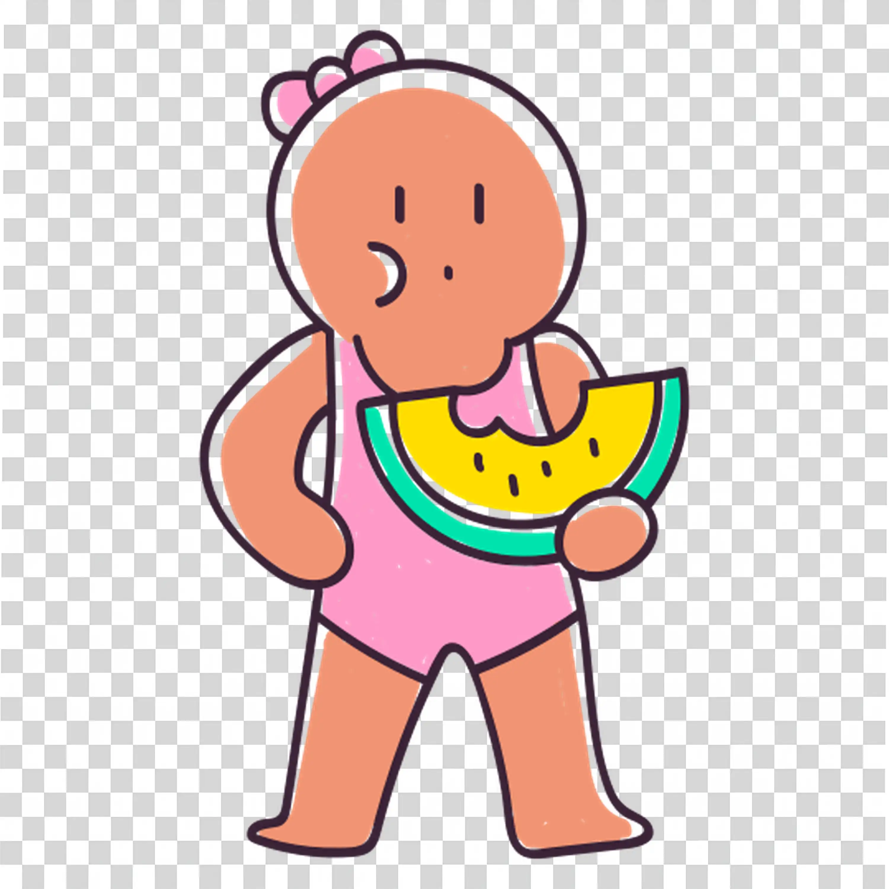 Cheerful Character Holding a Fruit free PNG image download