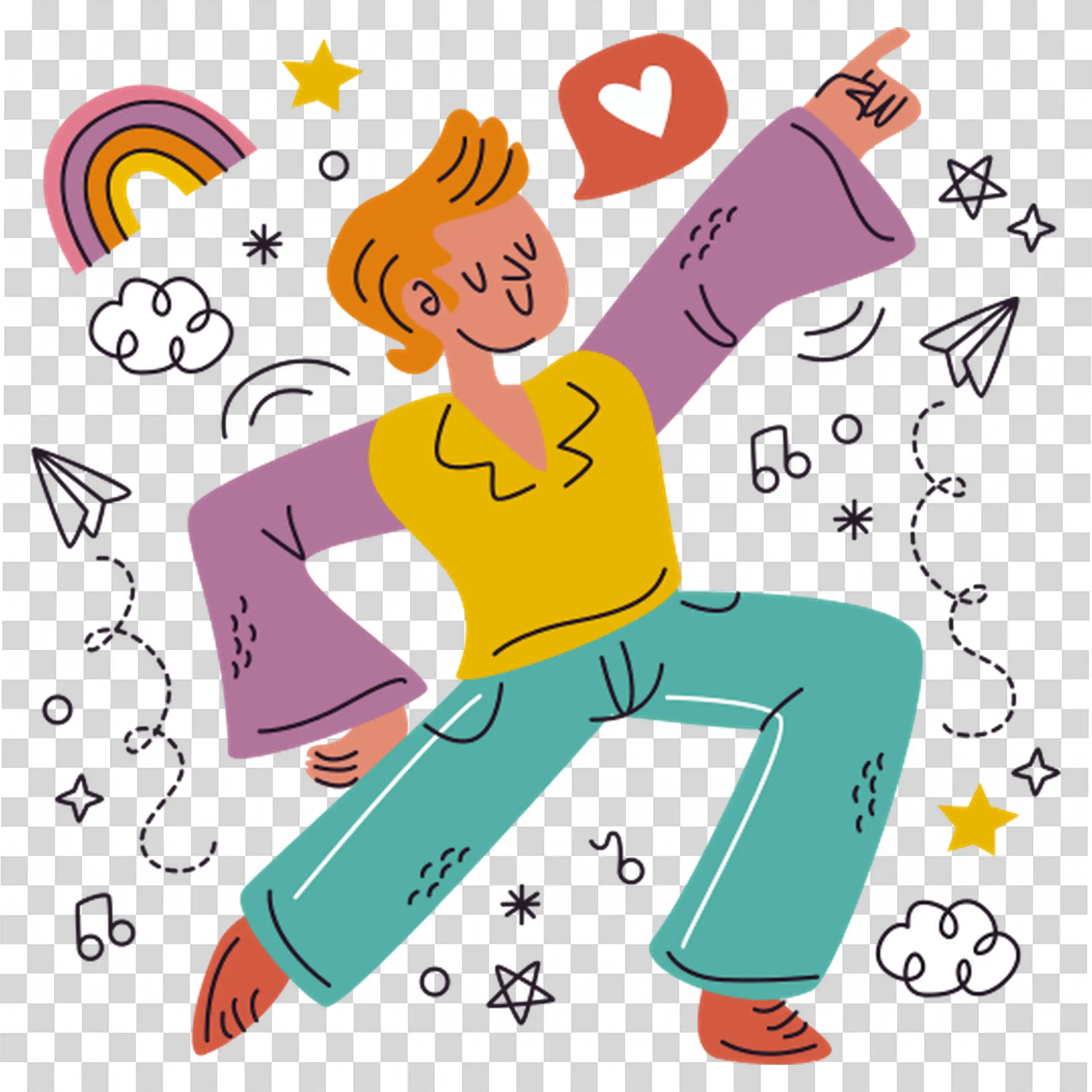 Child in colorful attire showing expressive emotions