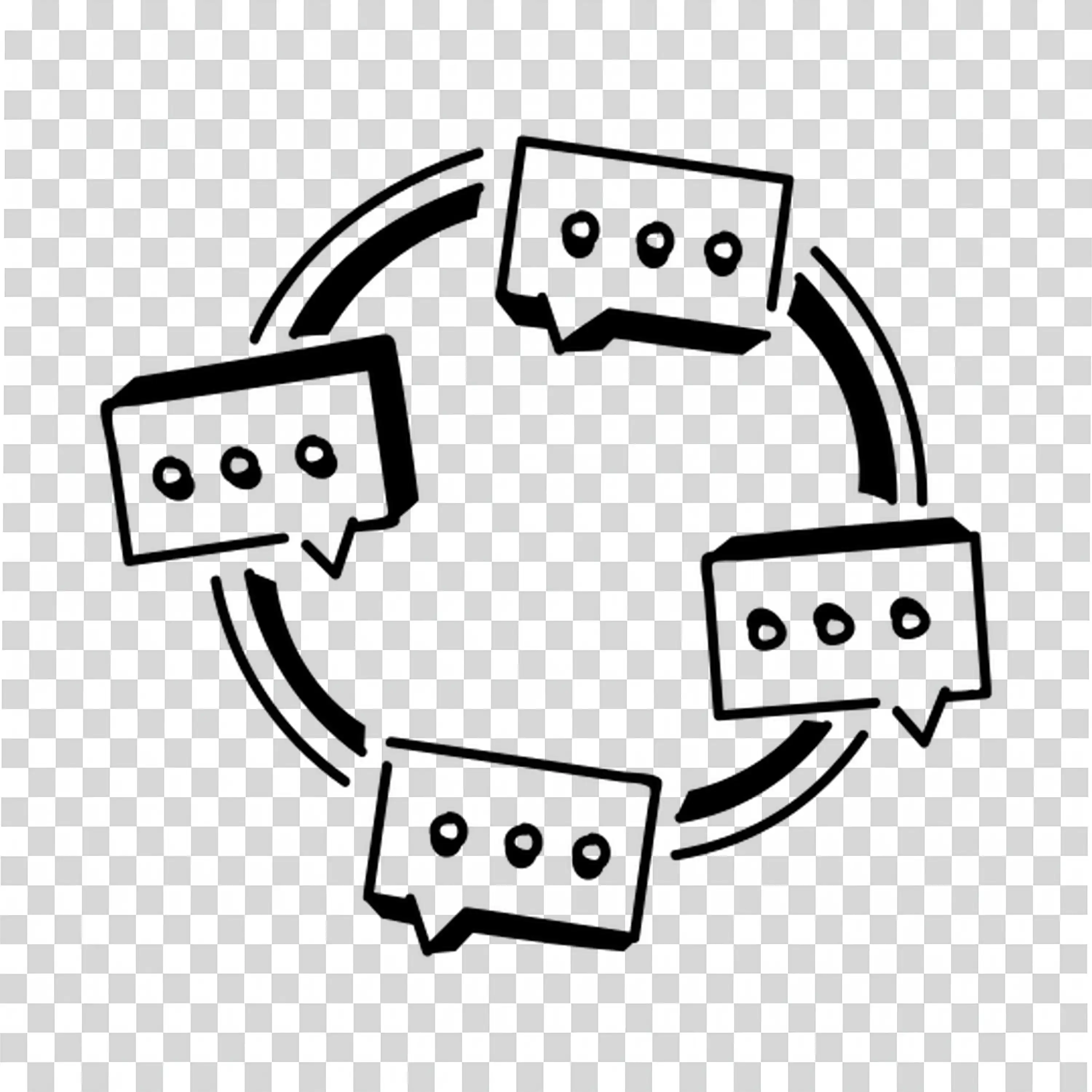 Circular Flow of Text Messages Between Users free PNG