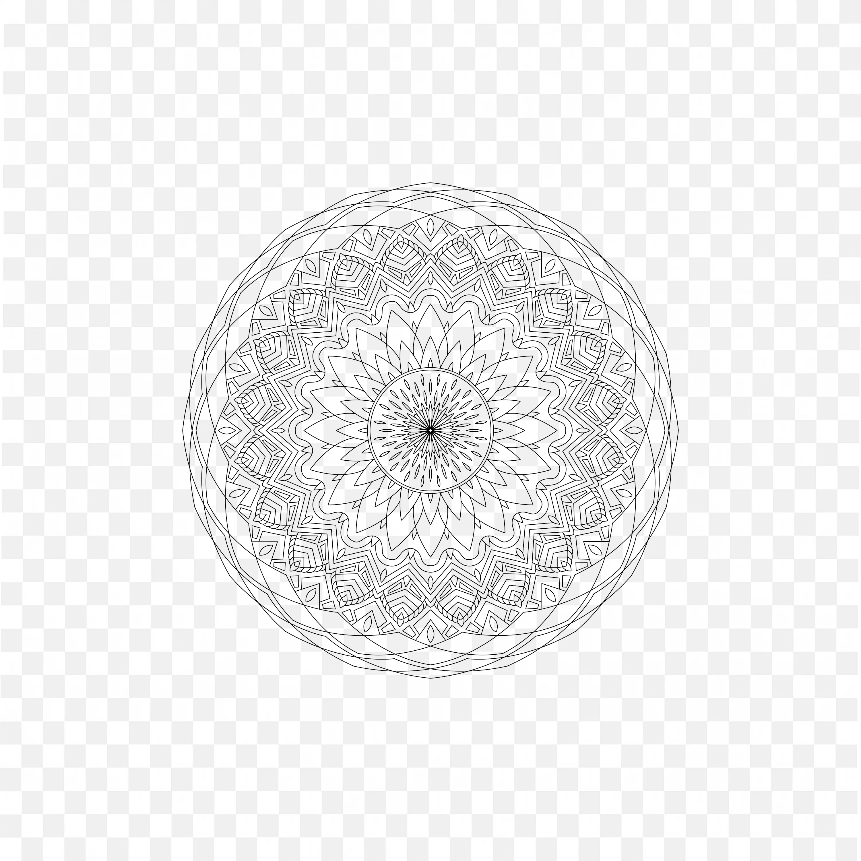 Circular Mandala Pattern in Gray Tones Free PNG Download