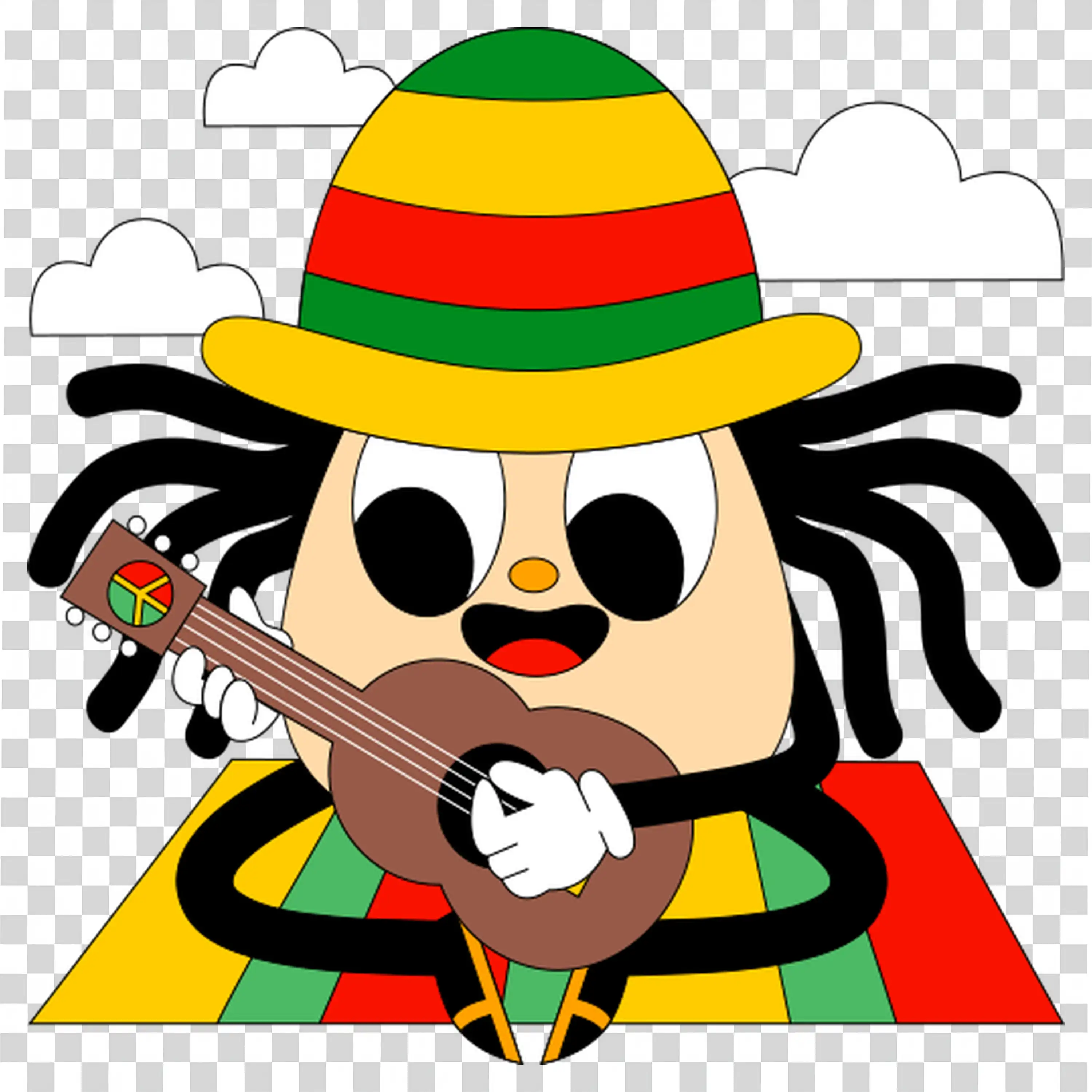 Colorful Hat Character Holding Stuffed Animal for Playful