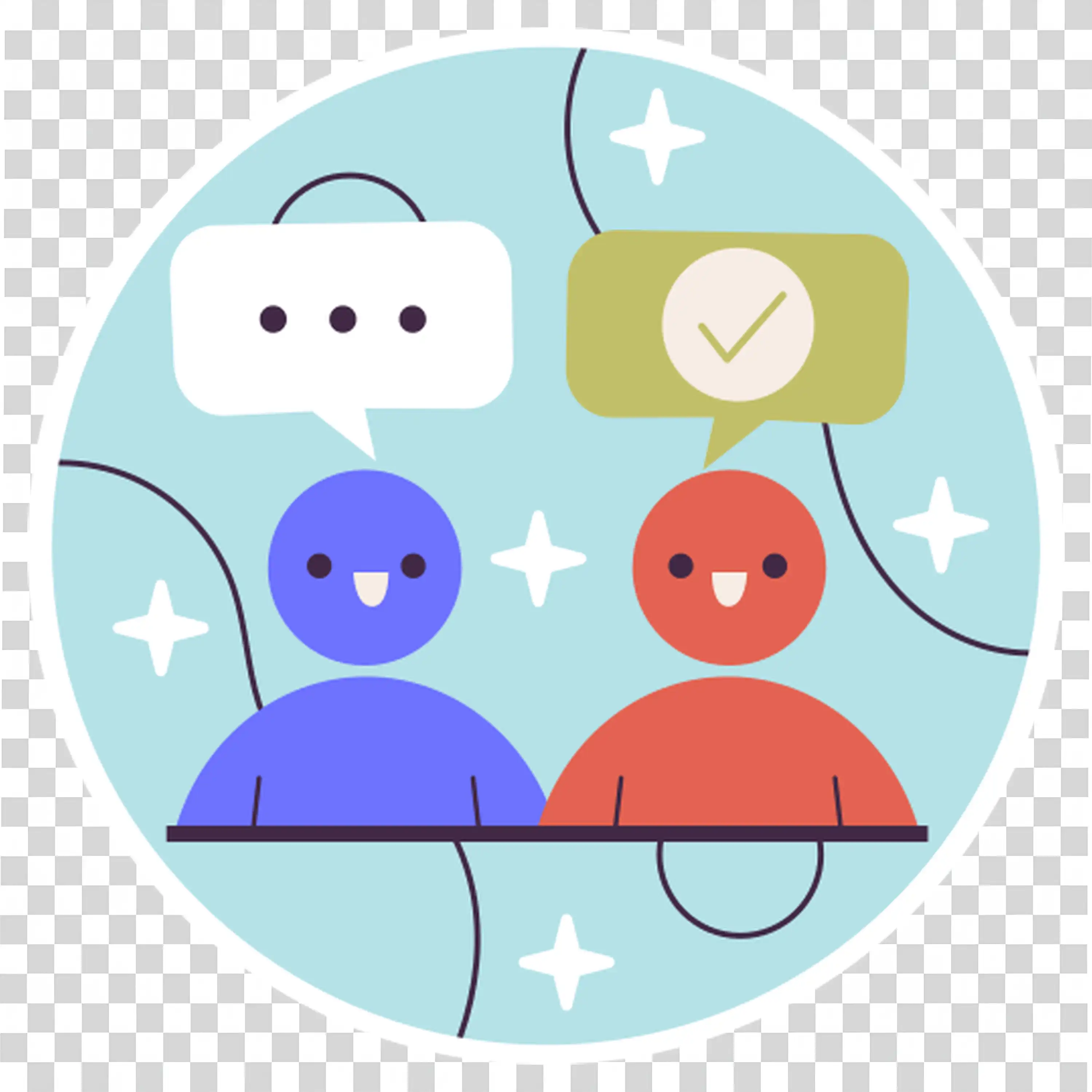Colorful Illustration of Thoughtful Social Interaction