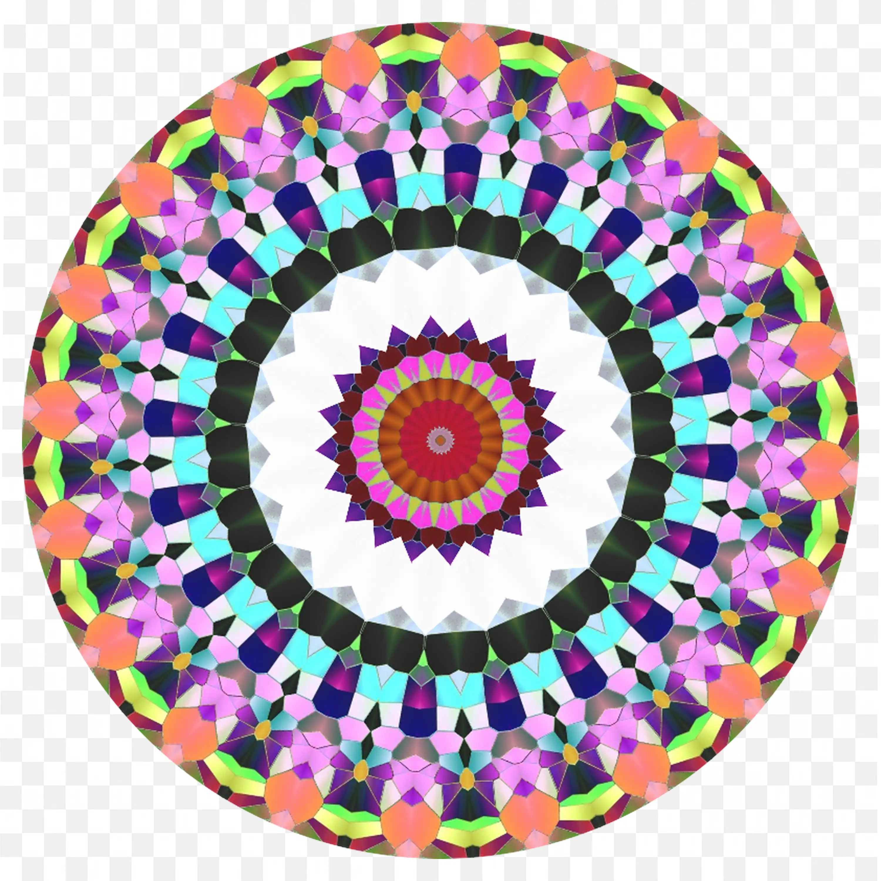 Colourful Bright Mandala with Kaleidoscope Shapes Free PNG