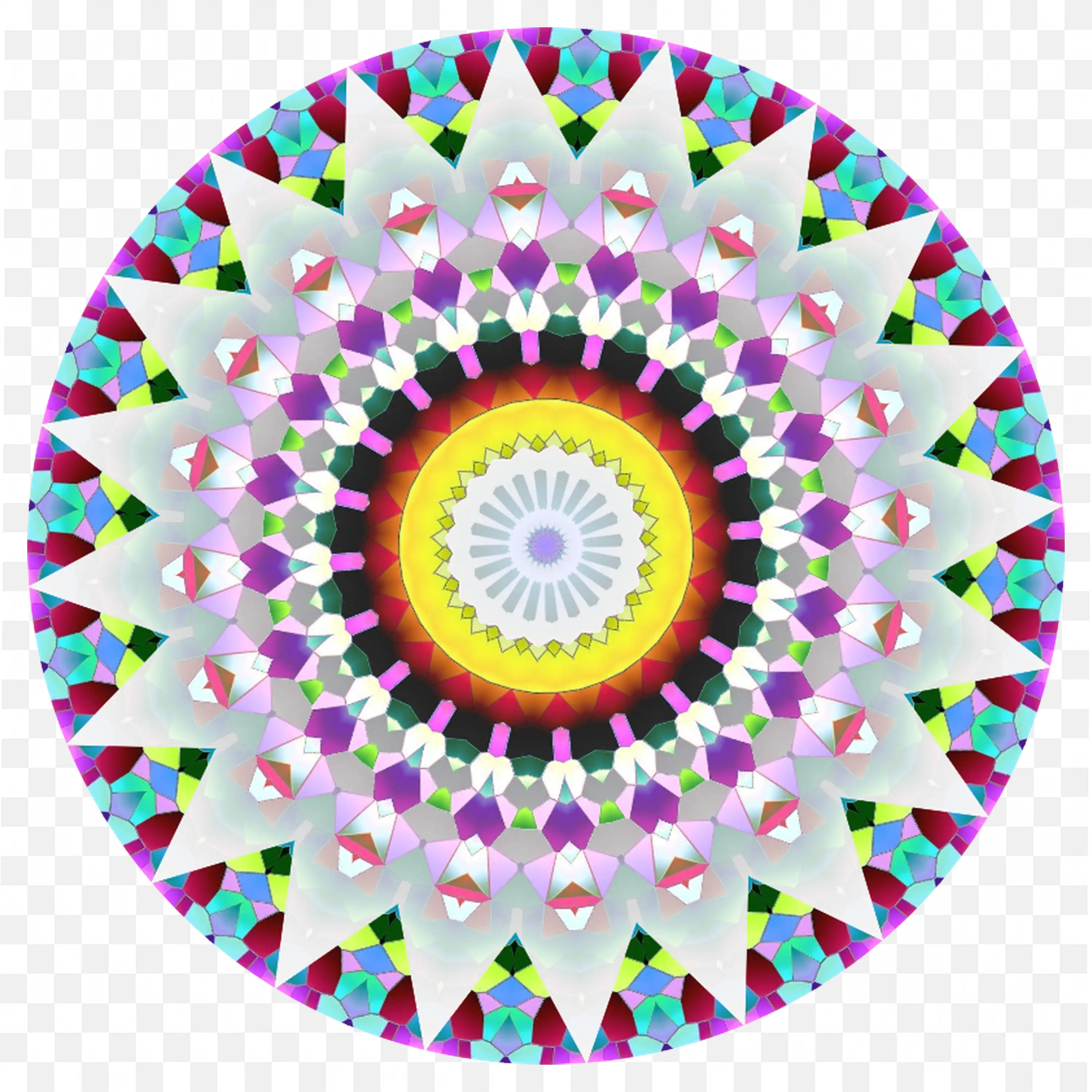 Colourful Bright Mandala with Mosaic Effect Free PNG Image