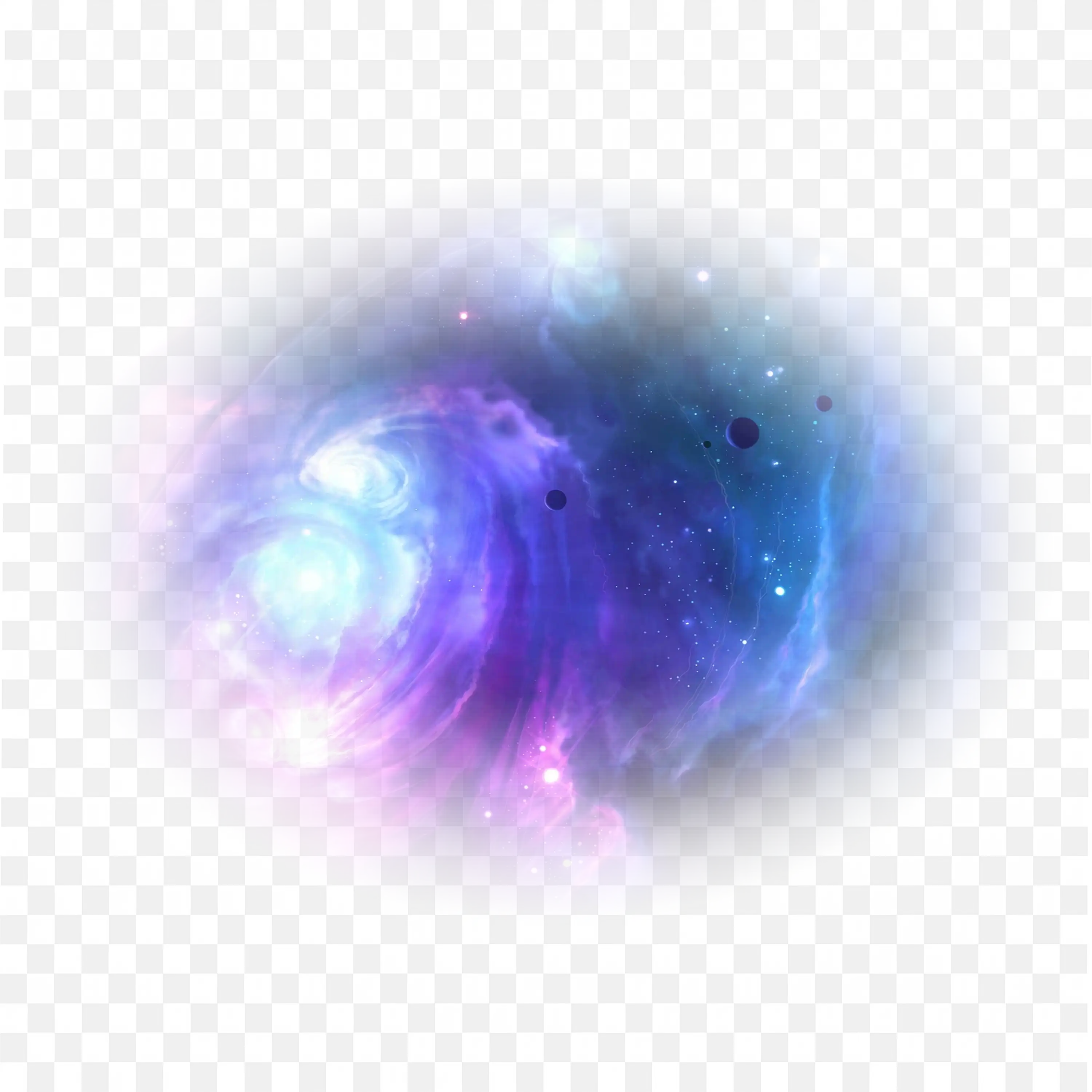 Colourful Galaxy with Blue and Purple Cosmic Cloud Glow