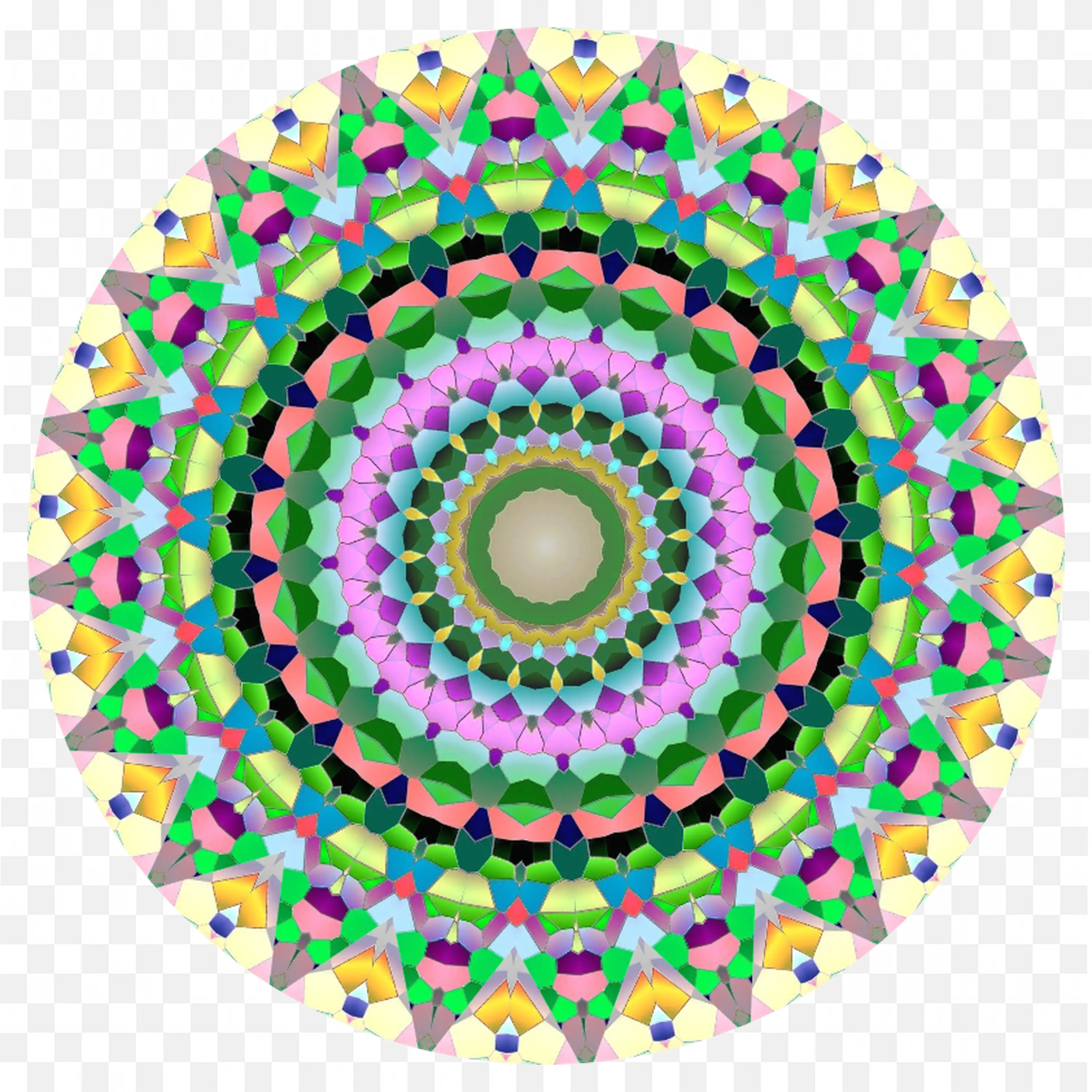 Colourful Geometric Mandala Design with Bright Vivid Shades