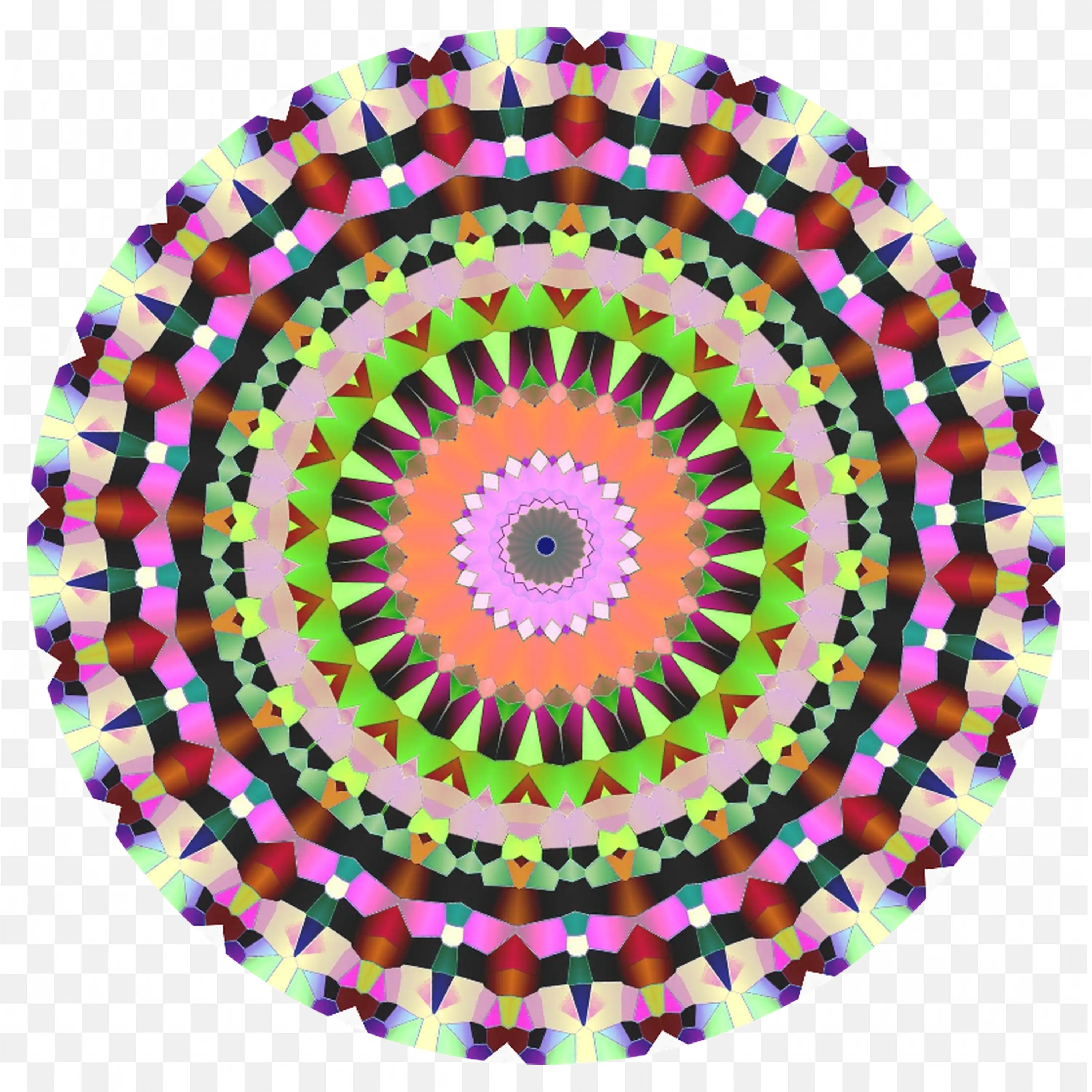 Colourful Kaleidoscope with Green Orange and Pink Tones