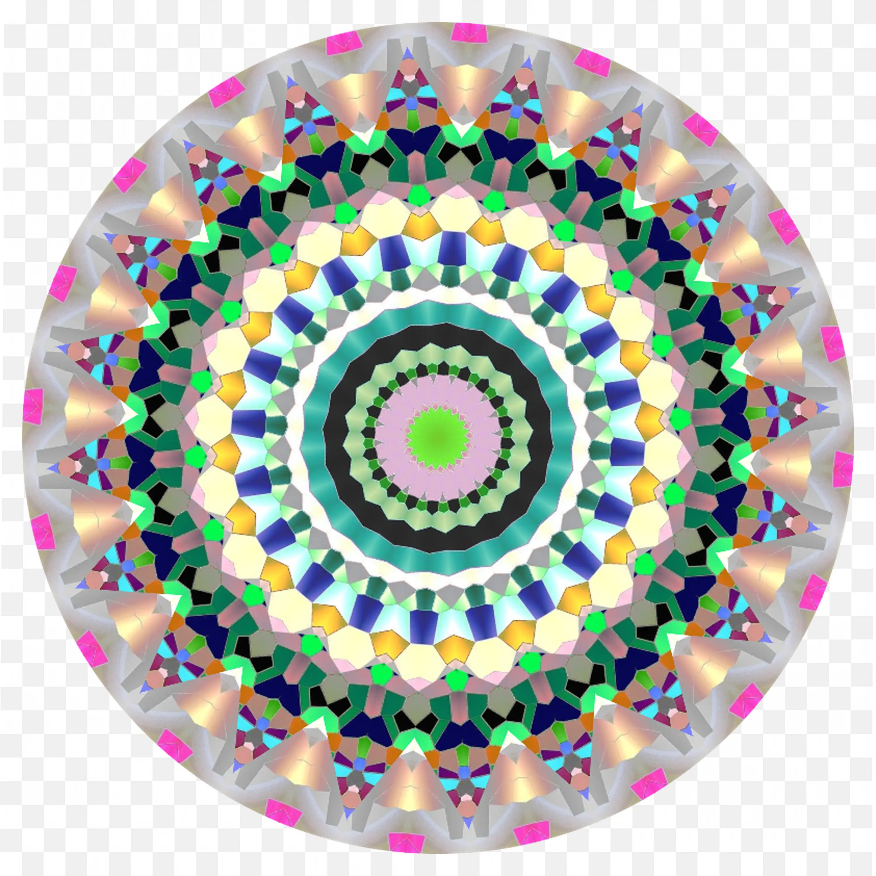 Colourful Mandala Pattern with Green Blue and Purple Tones