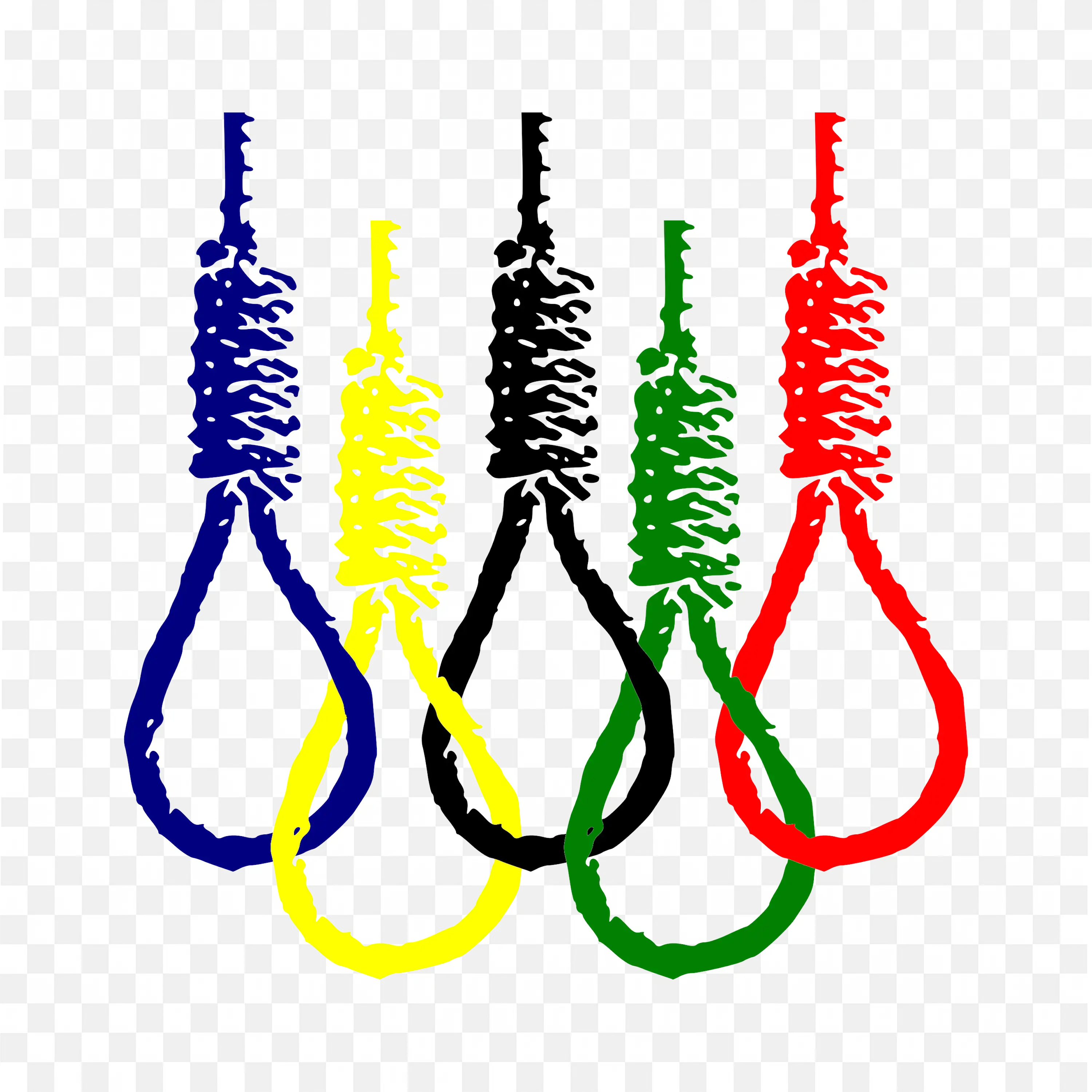 Colourful Olympic Style Noose Ropes in Blue Yellow Red PNG