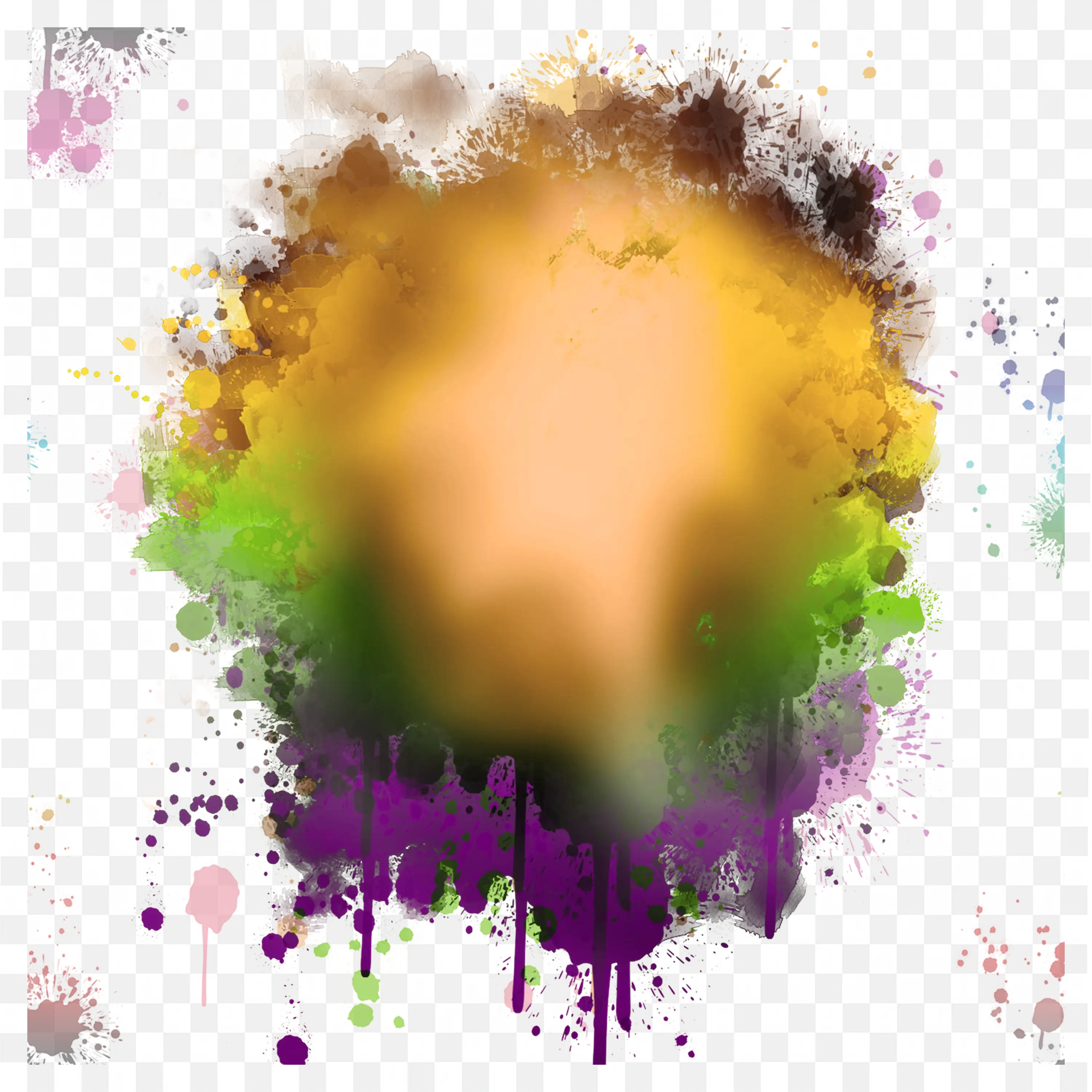 Colourful Paint Splash with Blurred Center Glow Free PNG