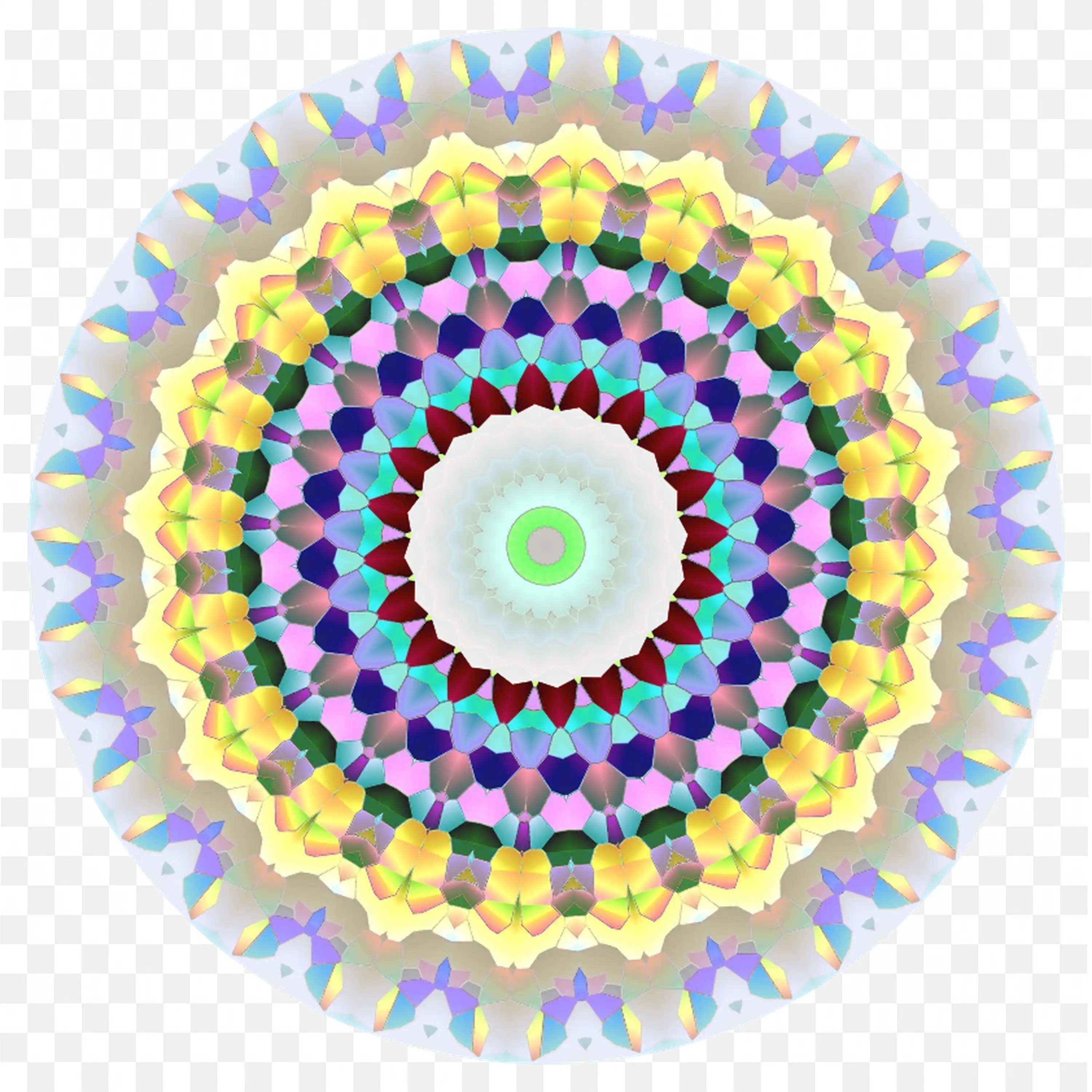 Colourful Radial Mosaic Pattern with Soft Gradients PNG