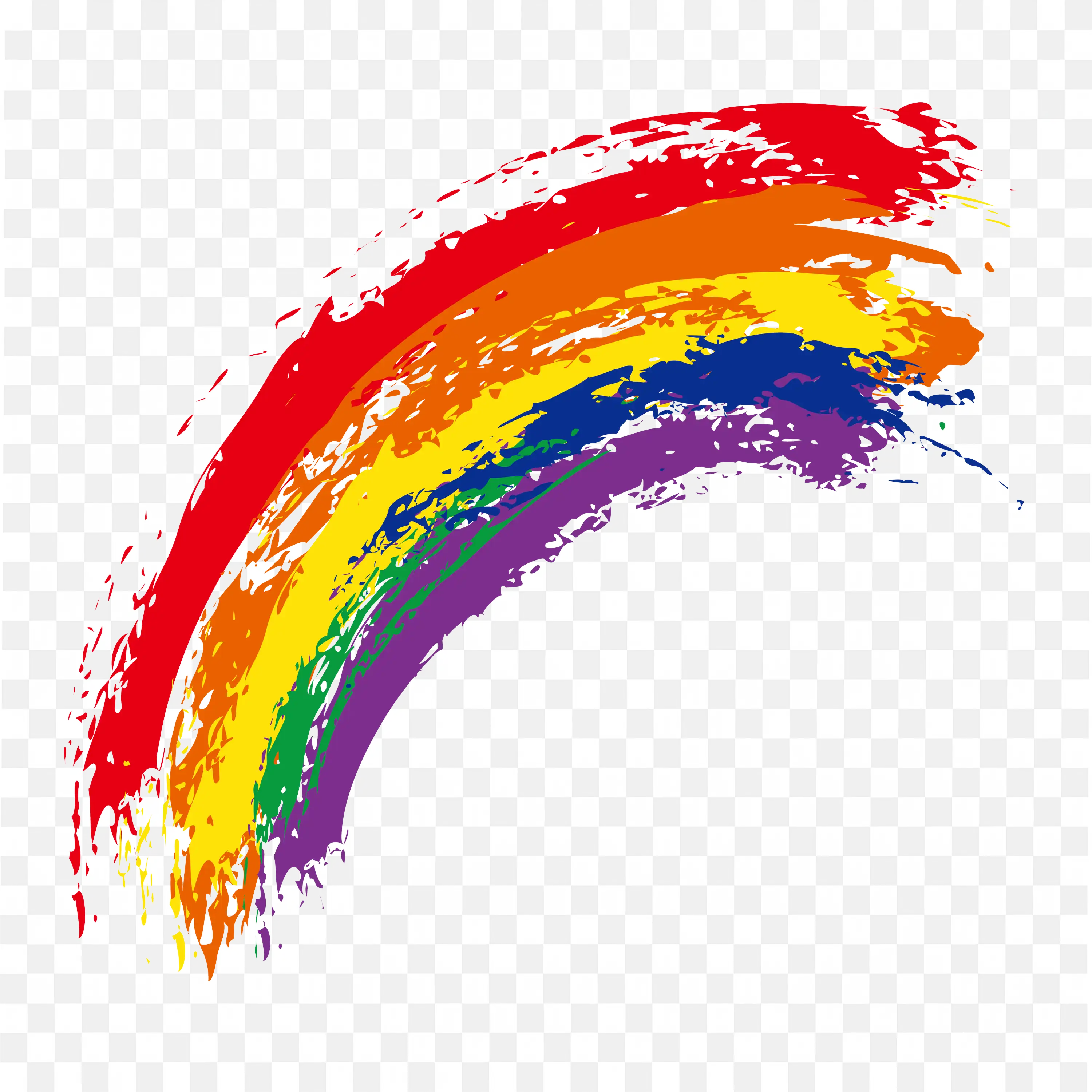 Colourful Rainbow Paint Stroke on White Background PNG Image