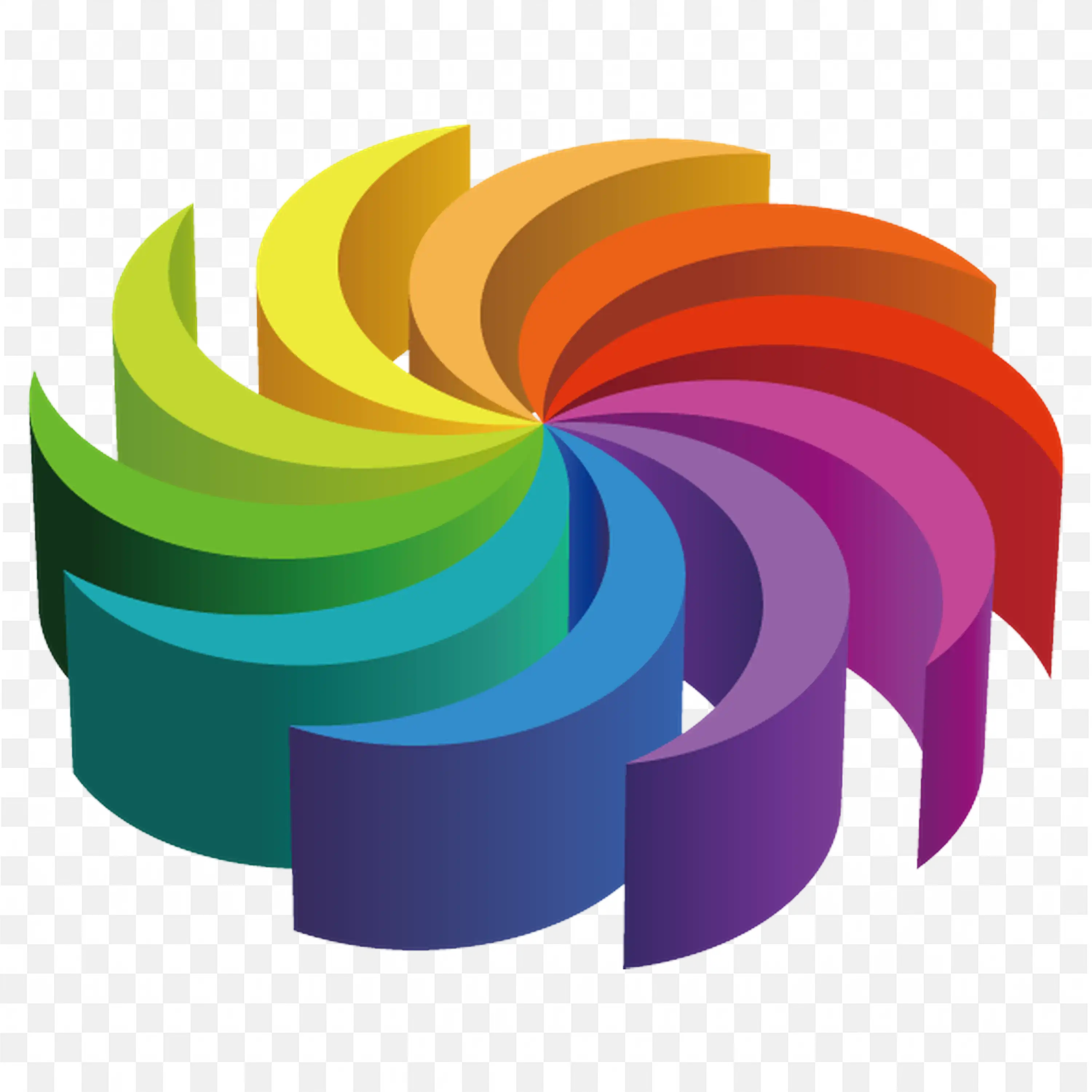 Colourful Spiral Design with Vibrant Shades in 3D Form PNG