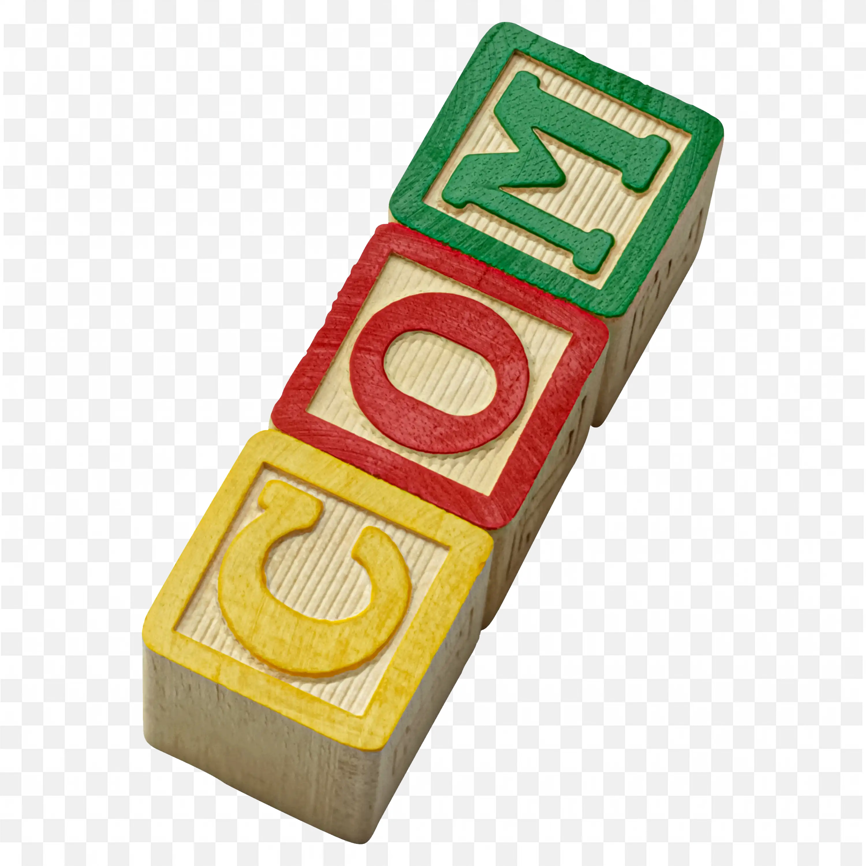 Colourful Wooden Blocks Spelling the Word Com PNG Image