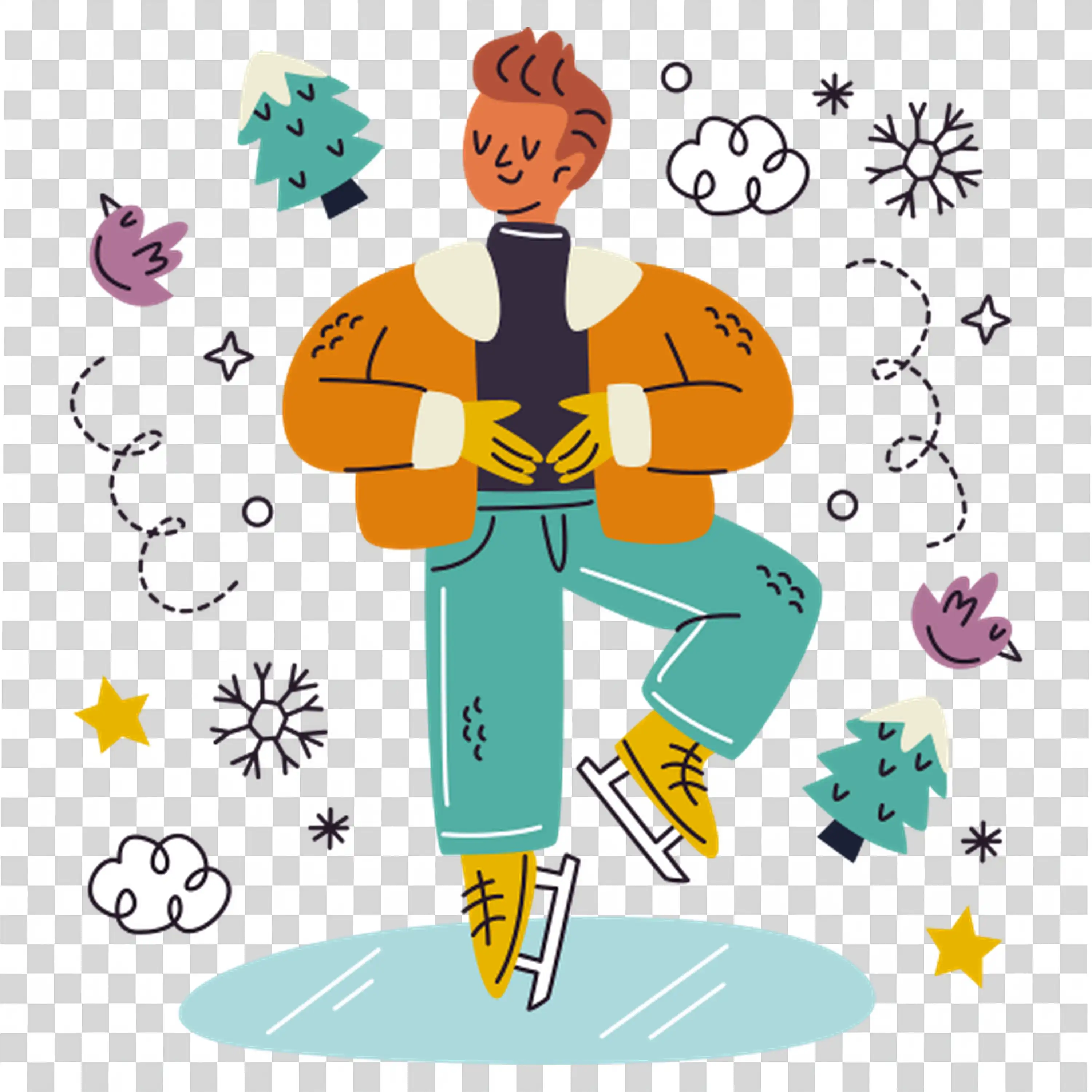 Confident Man Wearing Winter Jacket Surrounded by Snow