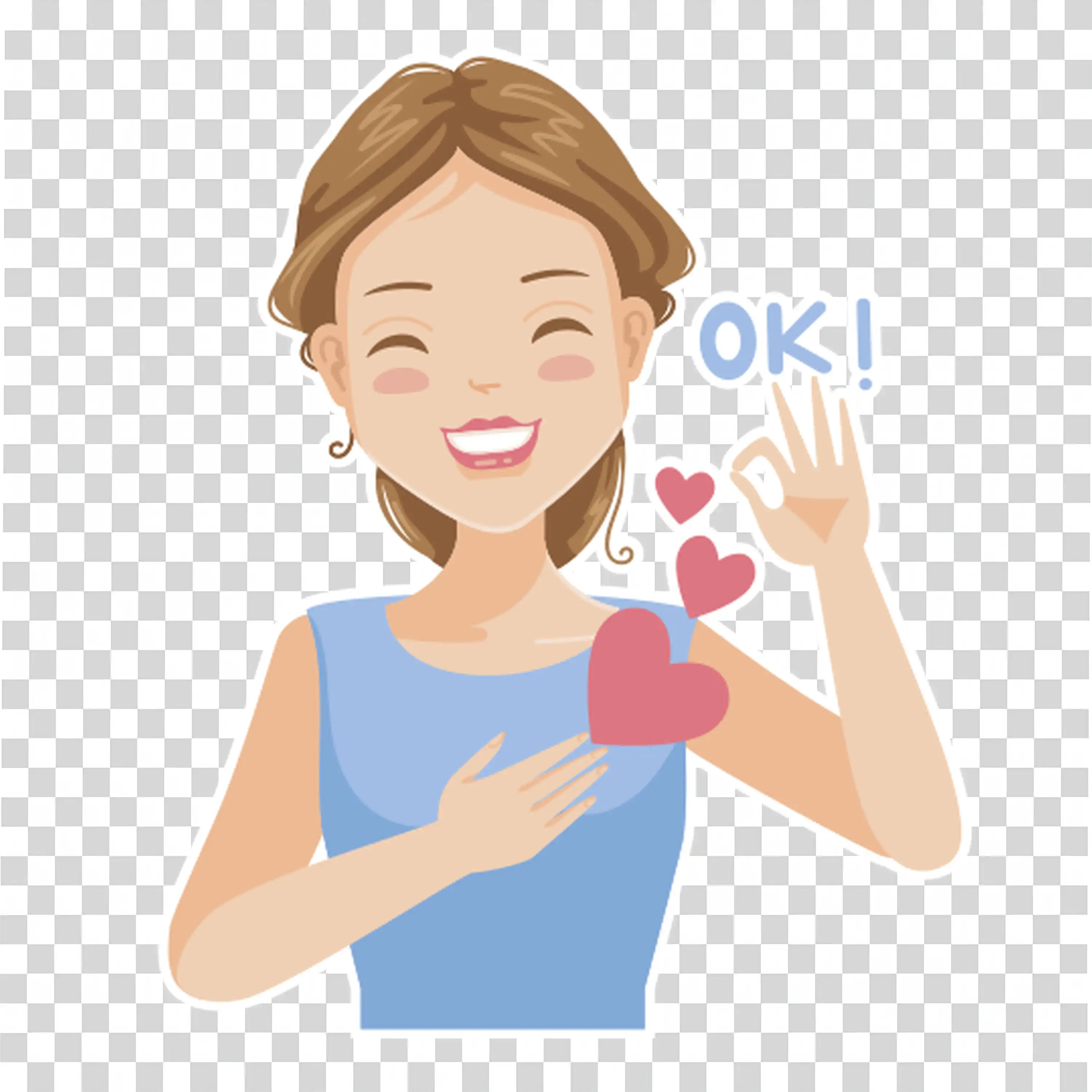 Confident woman gesturing OK with calm and relaxed smile