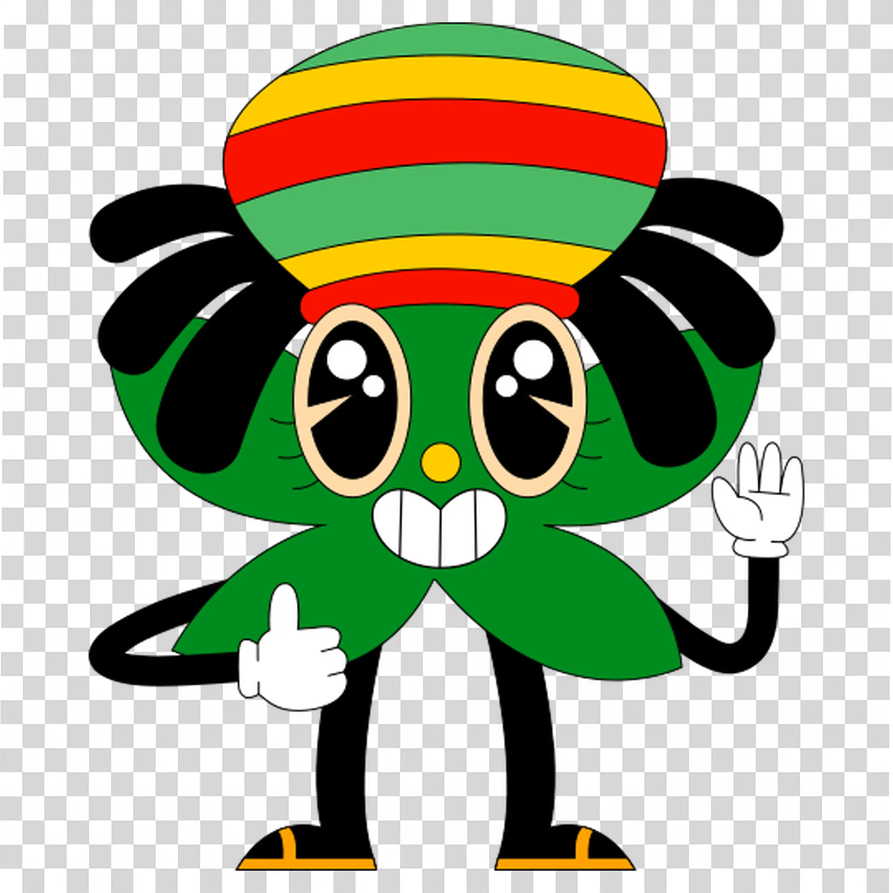 Cool Cartoon Character Wearing Rasta Colors Happy PNG
