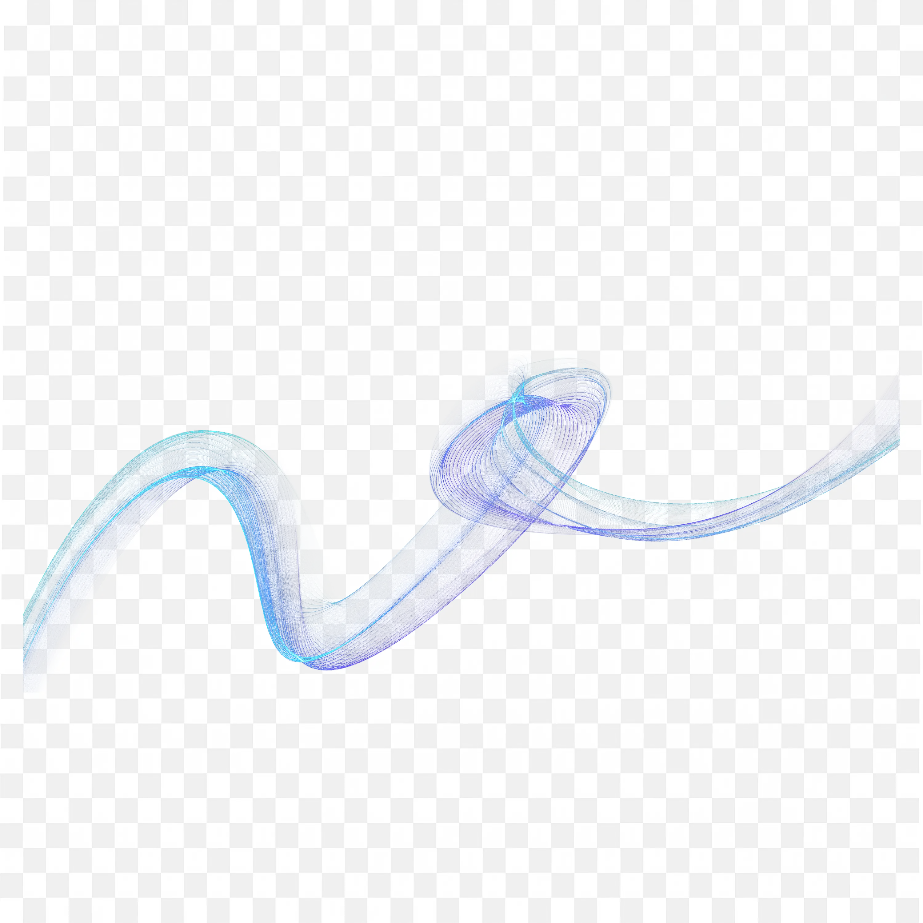 Cool Toned Digital Abstract Ribbon in Smooth Flowing PNG