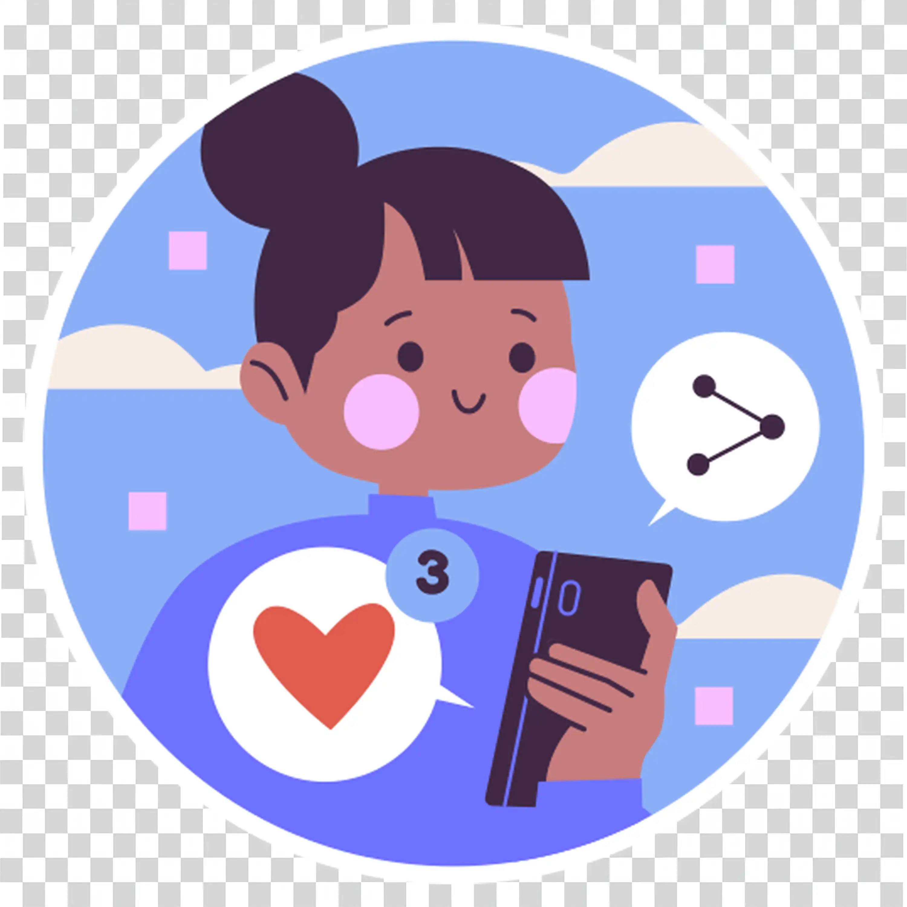 Couple happily spending time together surrounded by hearts