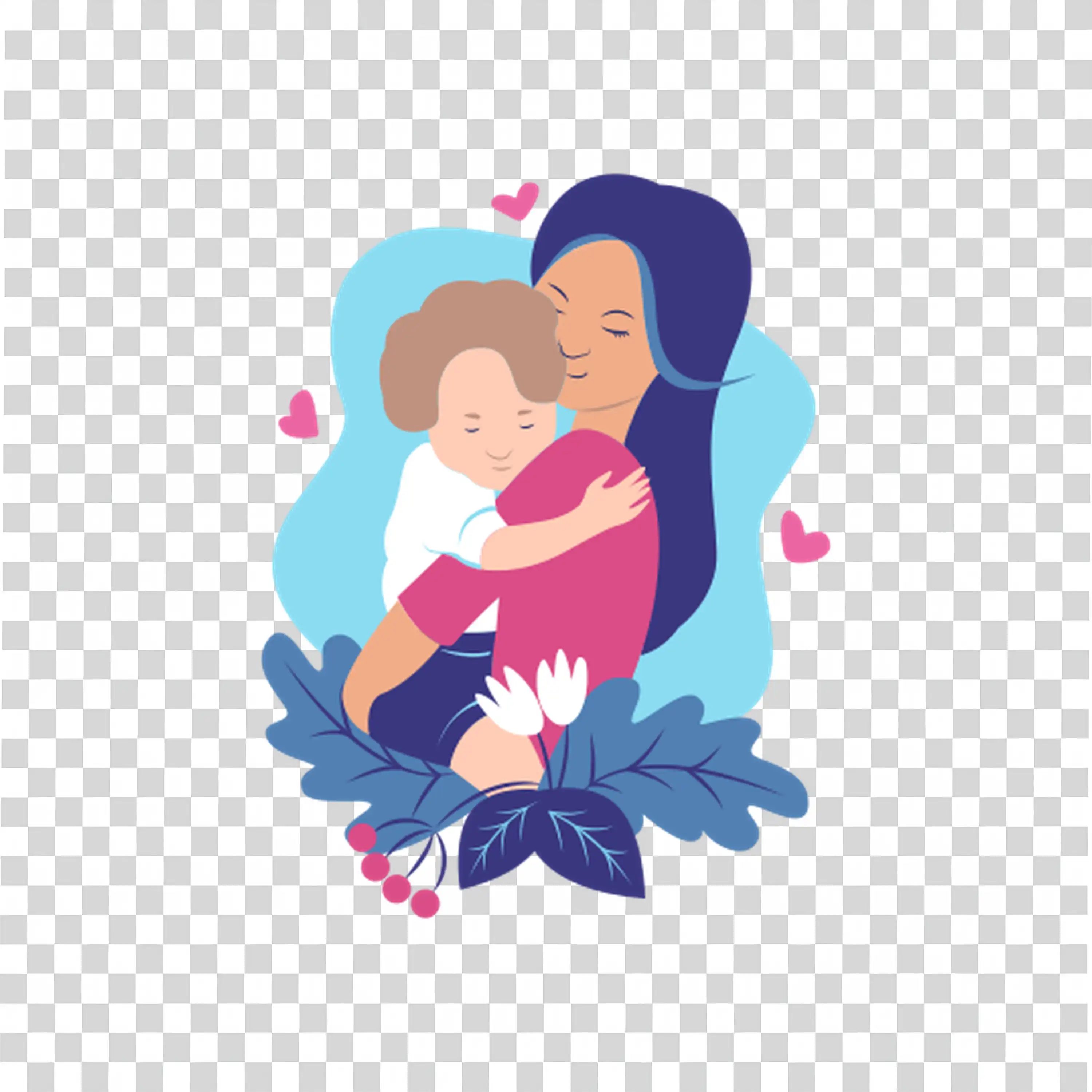 Couple hugging lovingly with hearts floating up free PNG