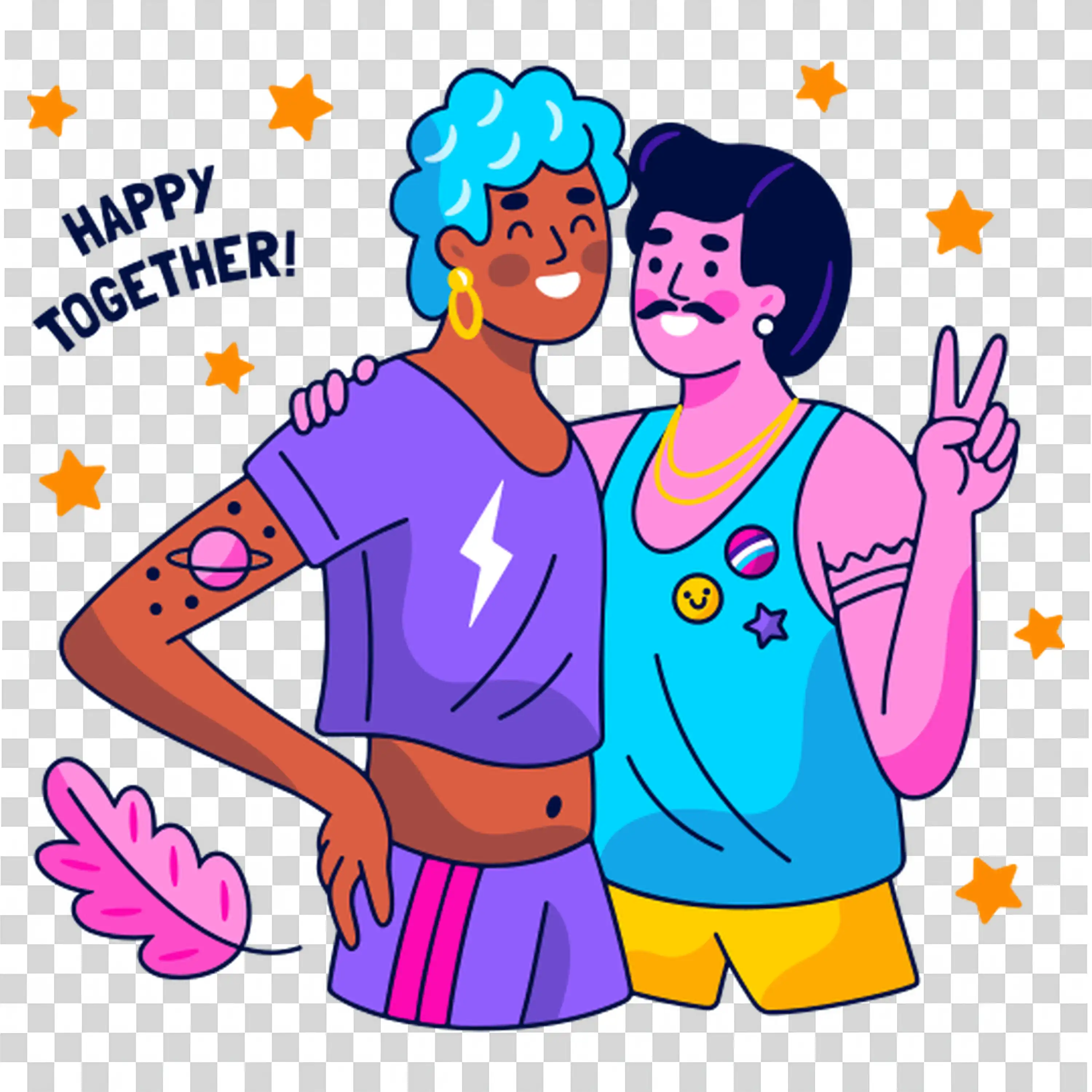 Couple smiling together while holding pink ice cream cone