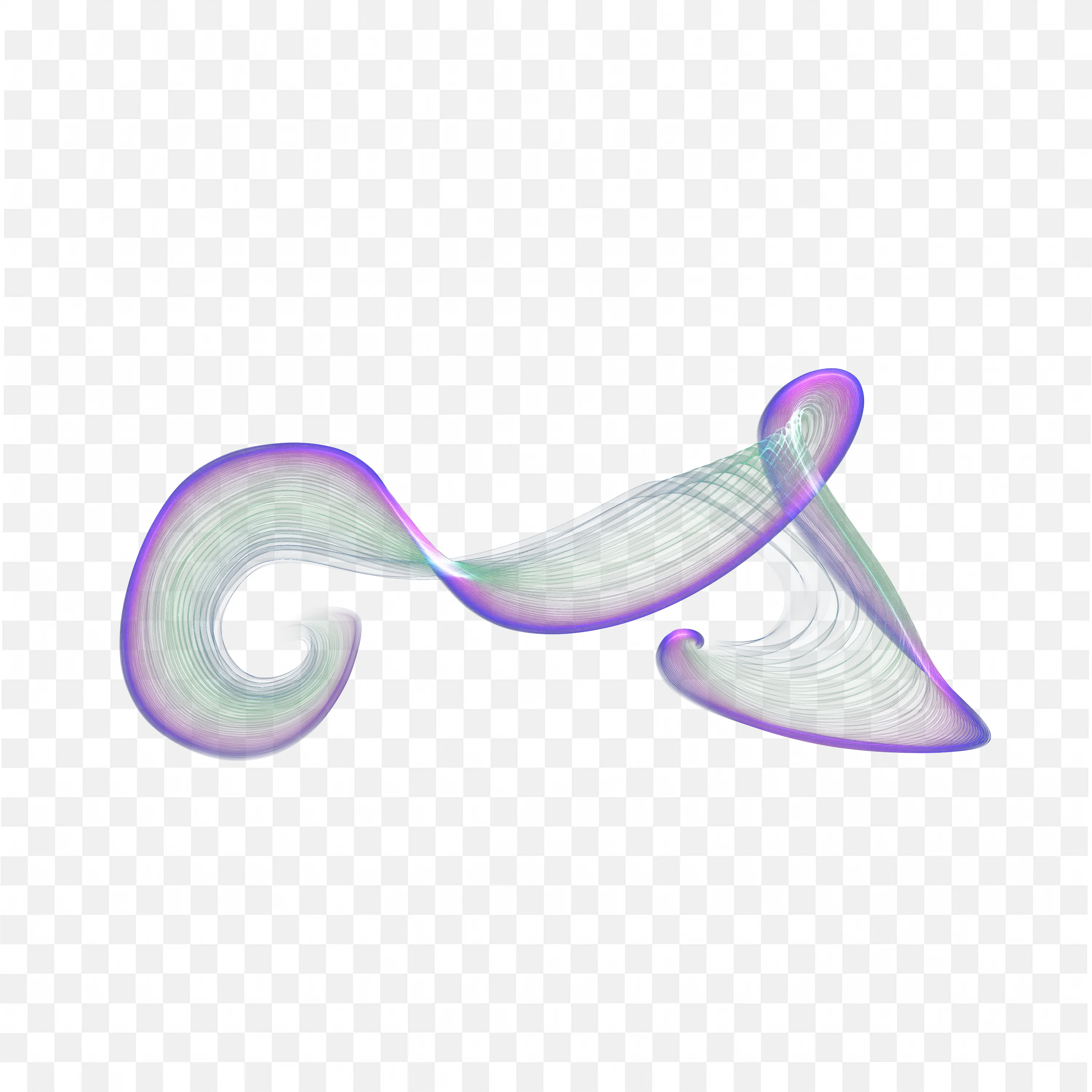 Curved Purple Blue and Green Smoke Twisting Free PNG