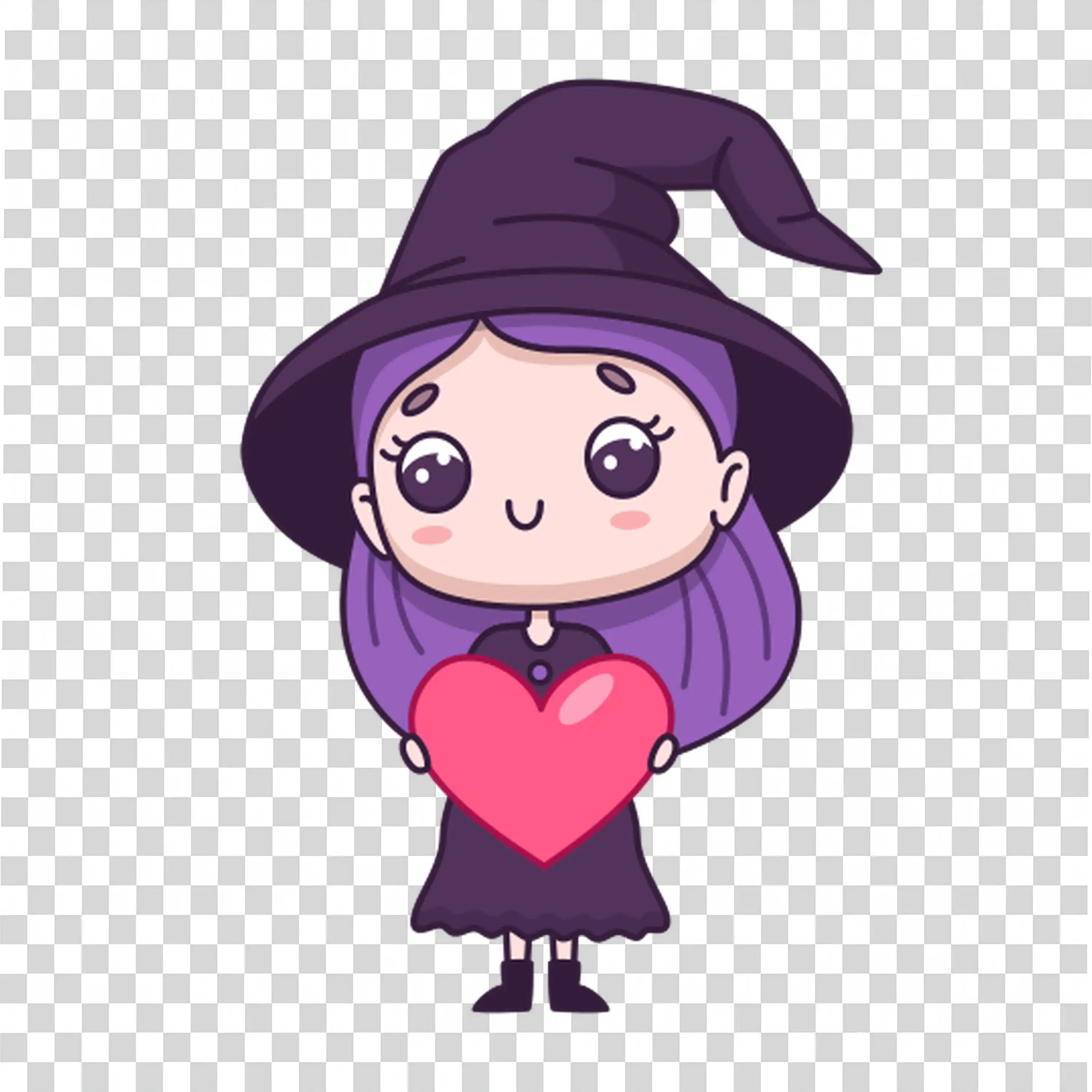 Cute Girl Standing Calmly With Purple Hair Style free PNG