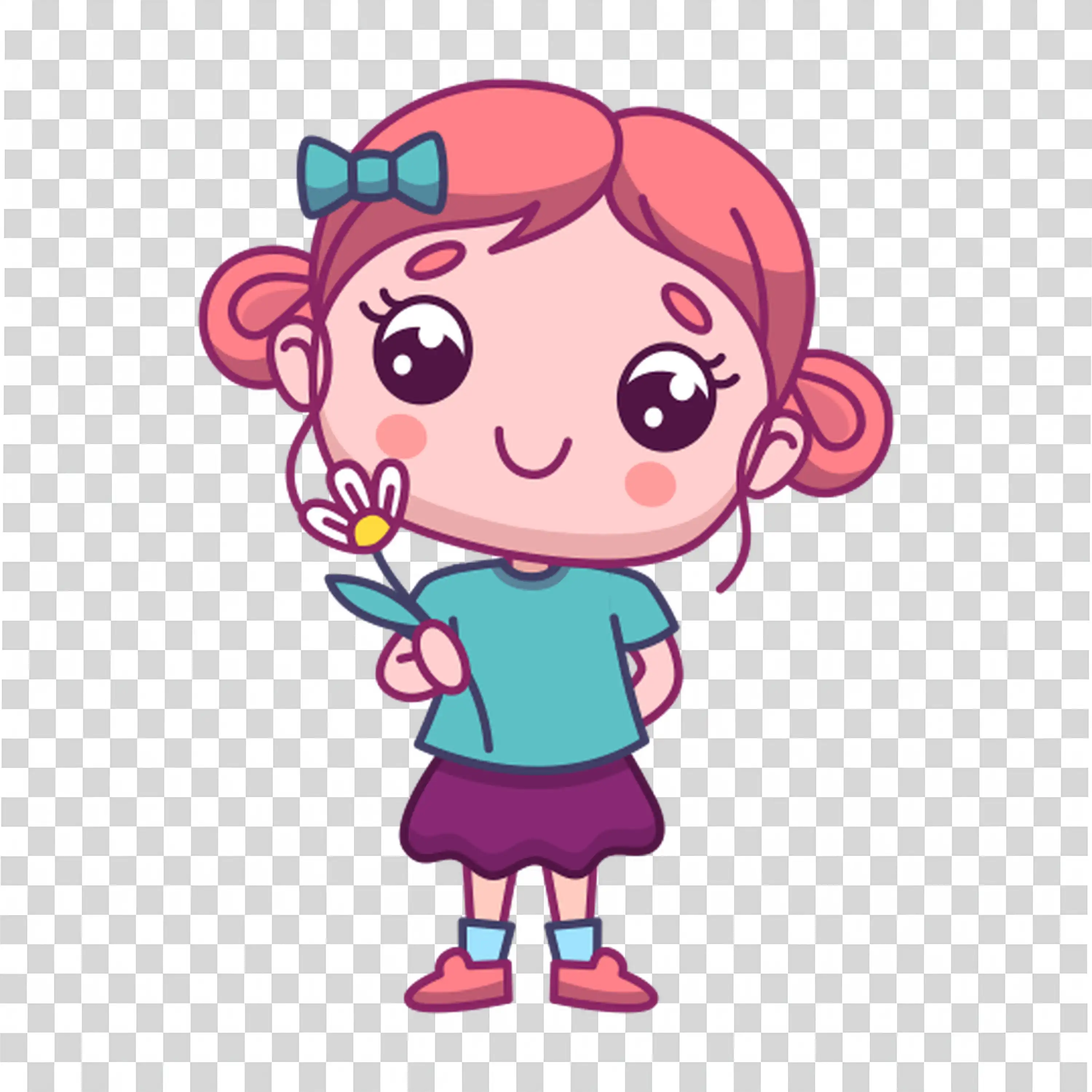 Cute Girl Standing With Big Eyes And Pink Dress PNG