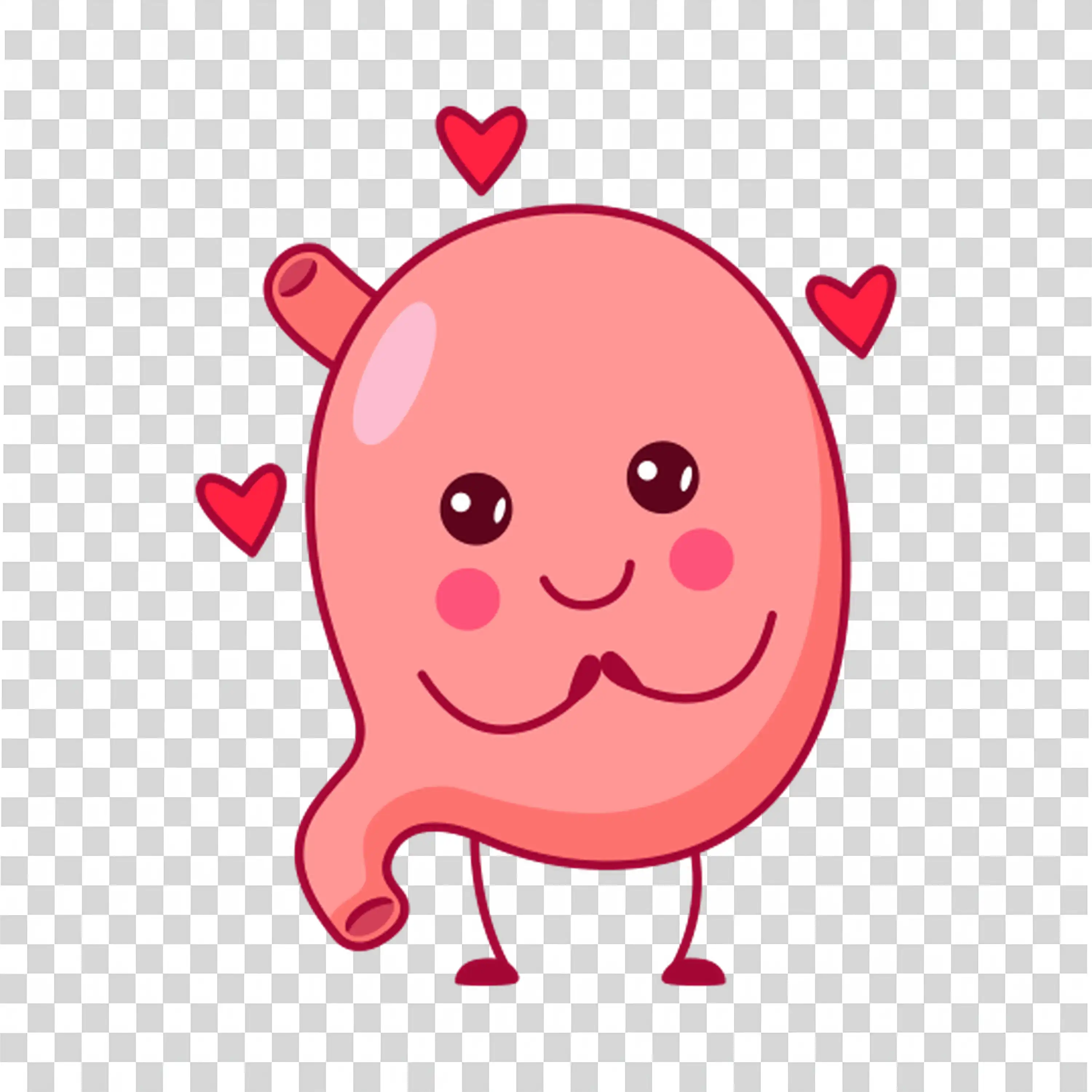 Cute Pink Heart Character Smiling Surrounded by Love