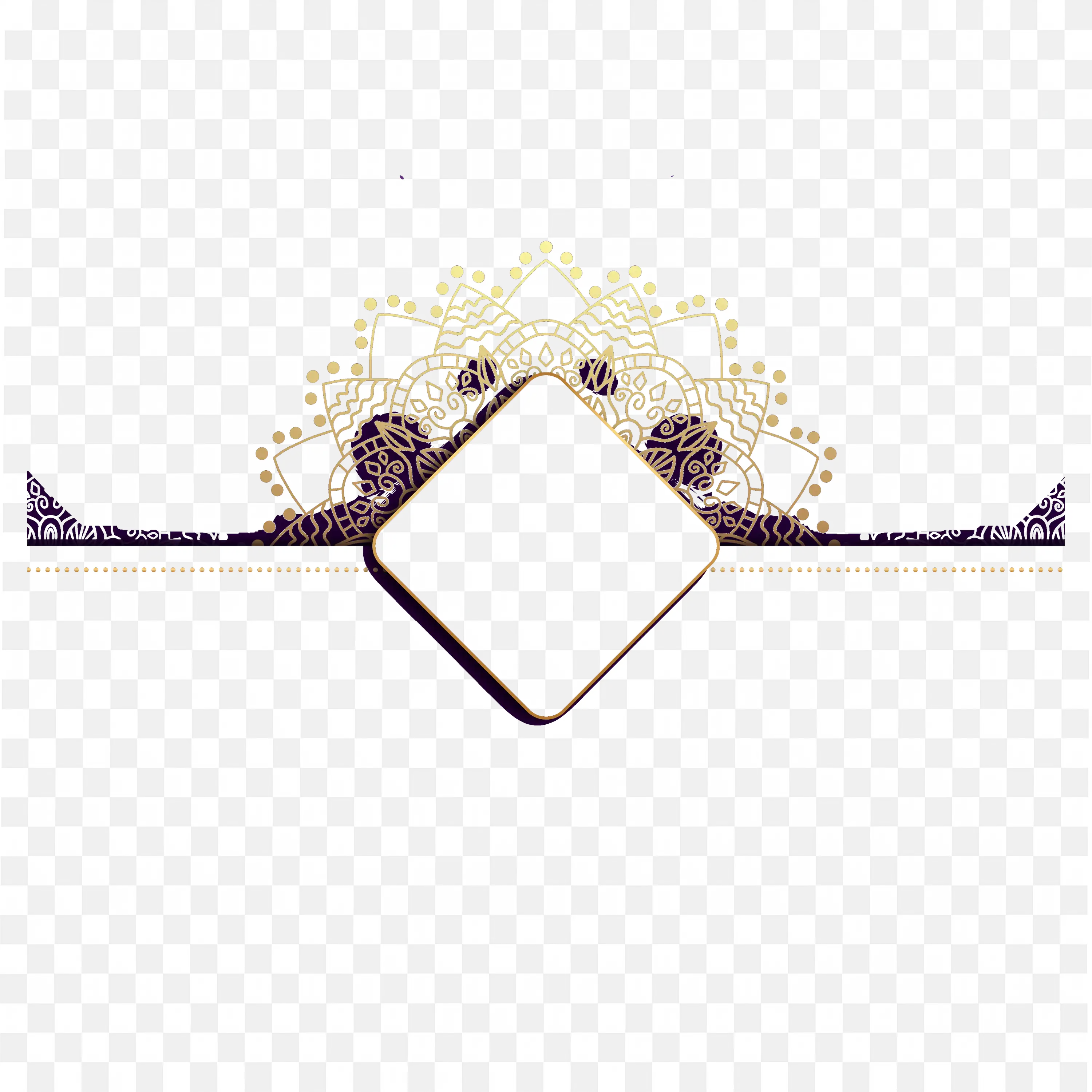 Dark Purple Invitation Card with Gold Floral Lace PNG