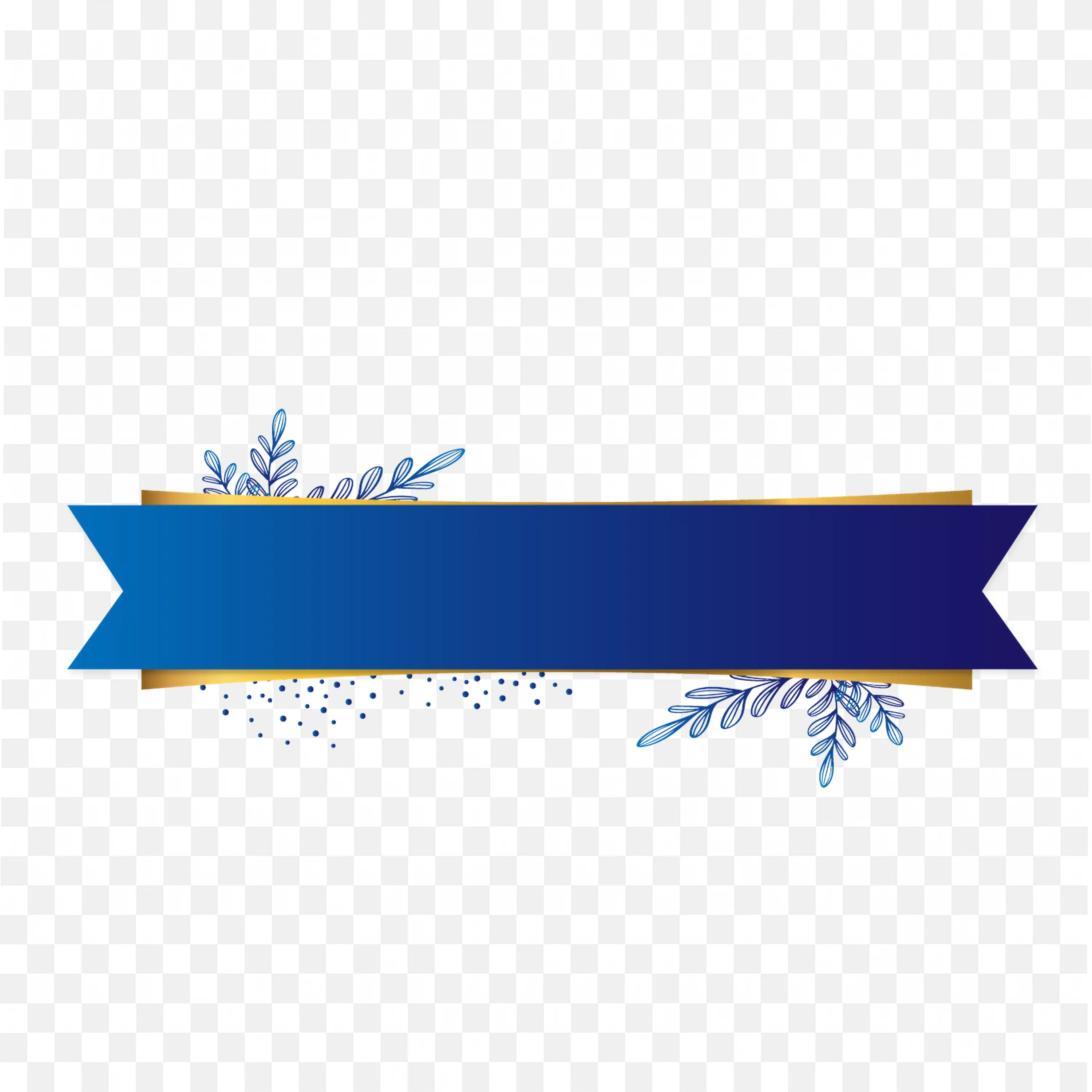 Decorative Blue Ribbon with Floral Details PNG Download