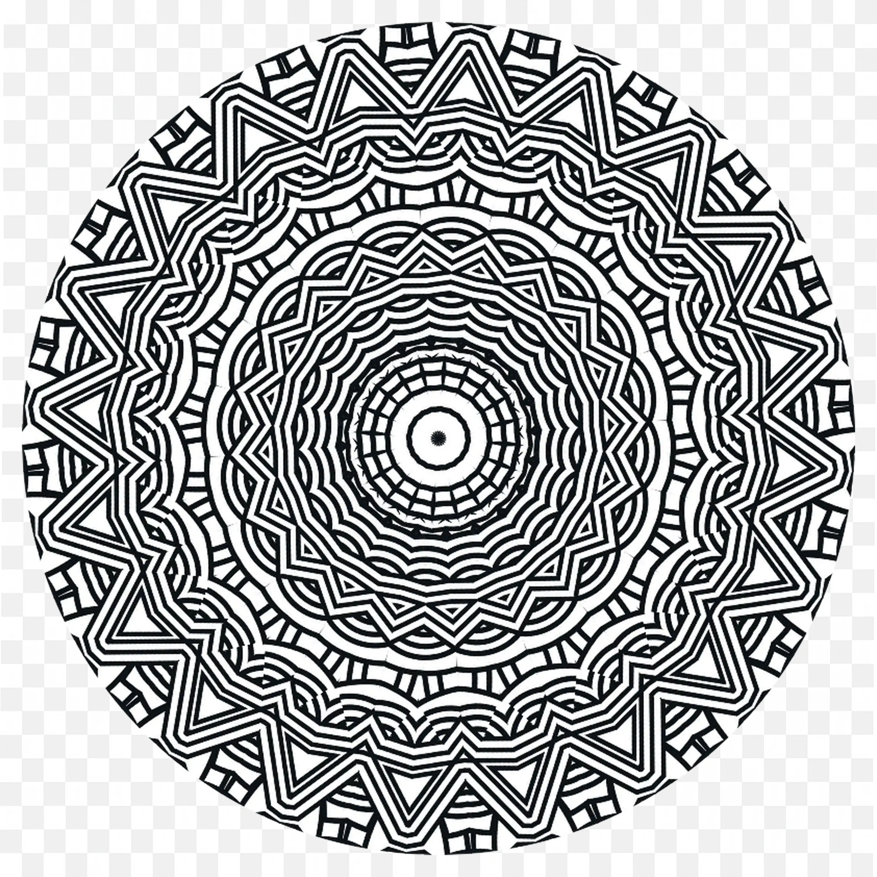 Detailed Circular Mandala with Textured Pattern Free PNG