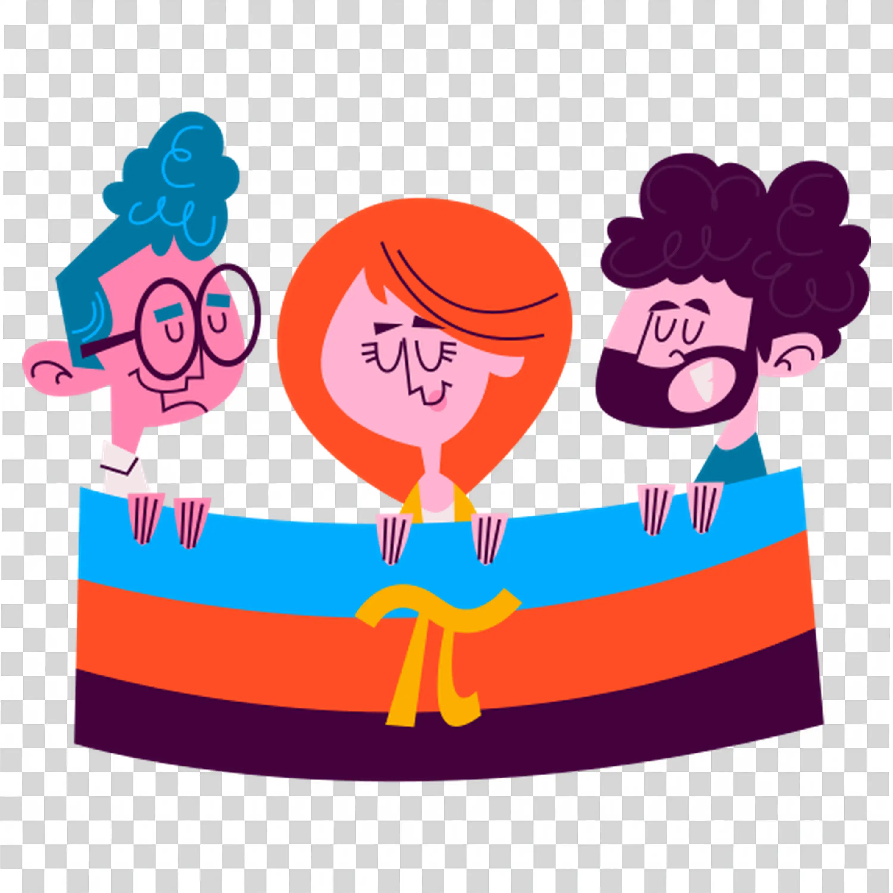 Diverse friends sharing rainbow flag and hugging together